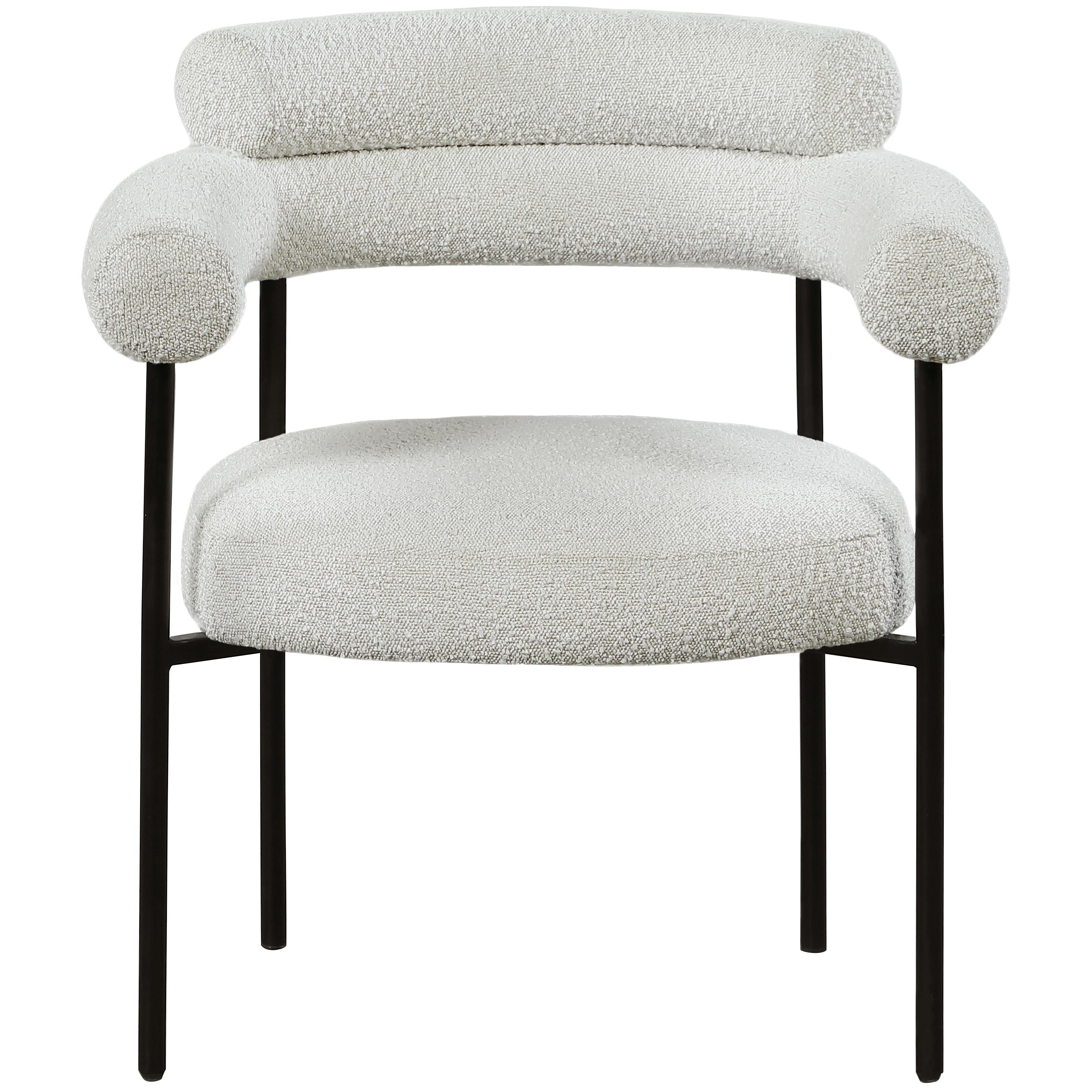 Meridian Blake Cream Boucle Fabric Dining Chair