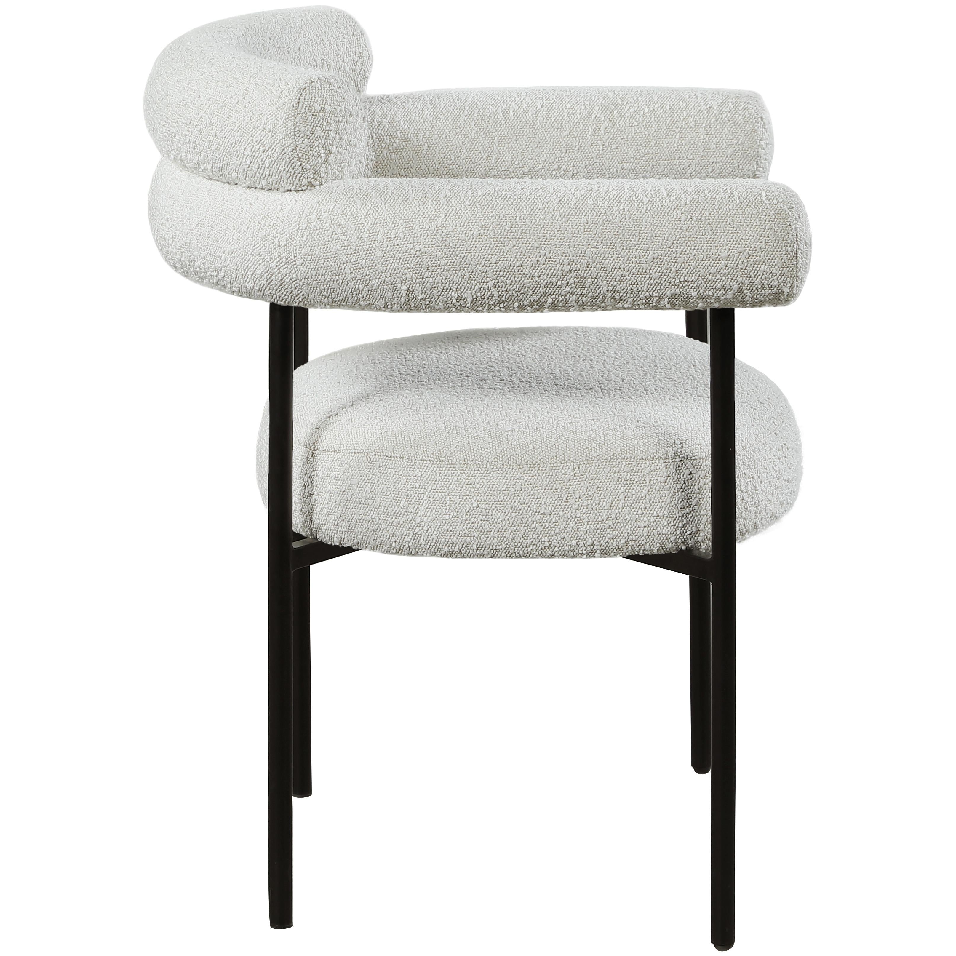 Meridian Blake Cream Boucle Fabric Dining Chair