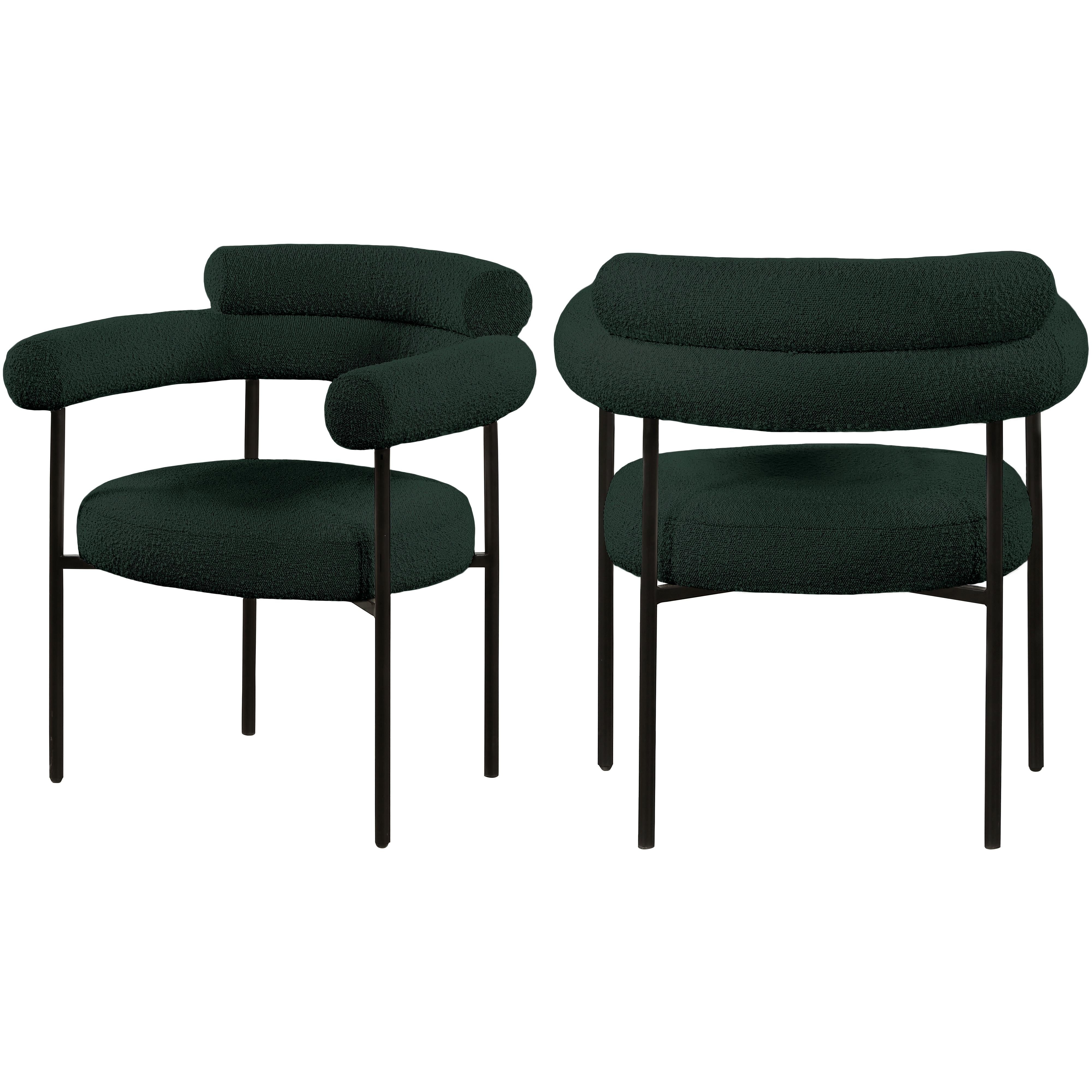 Meridian Blake Green Boucle Fabric Dining Chair