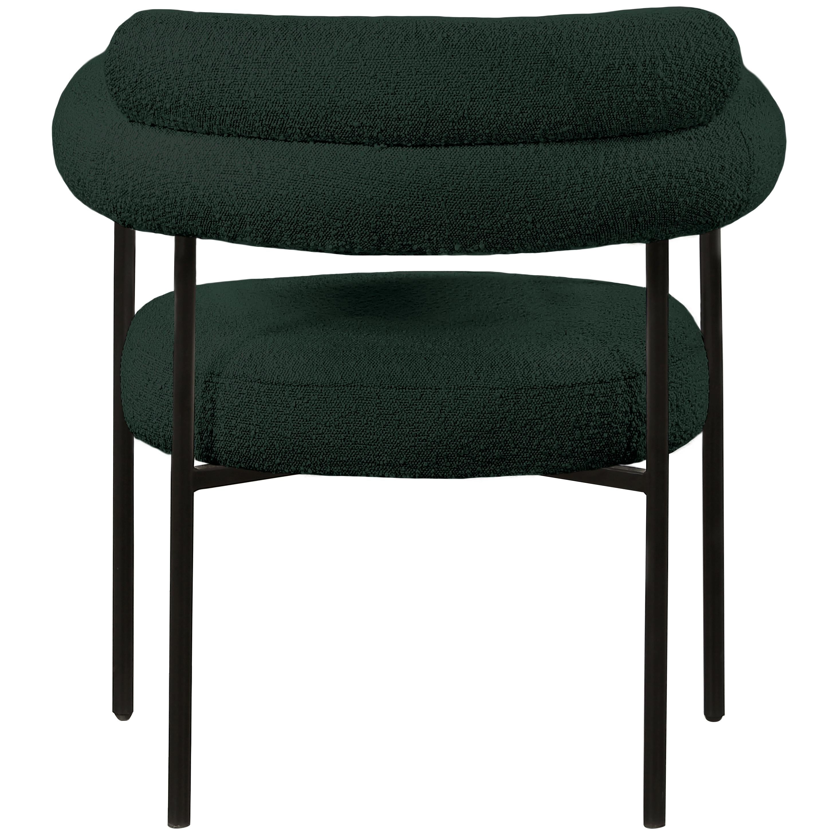 Meridian Blake Green Boucle Fabric Dining Chair