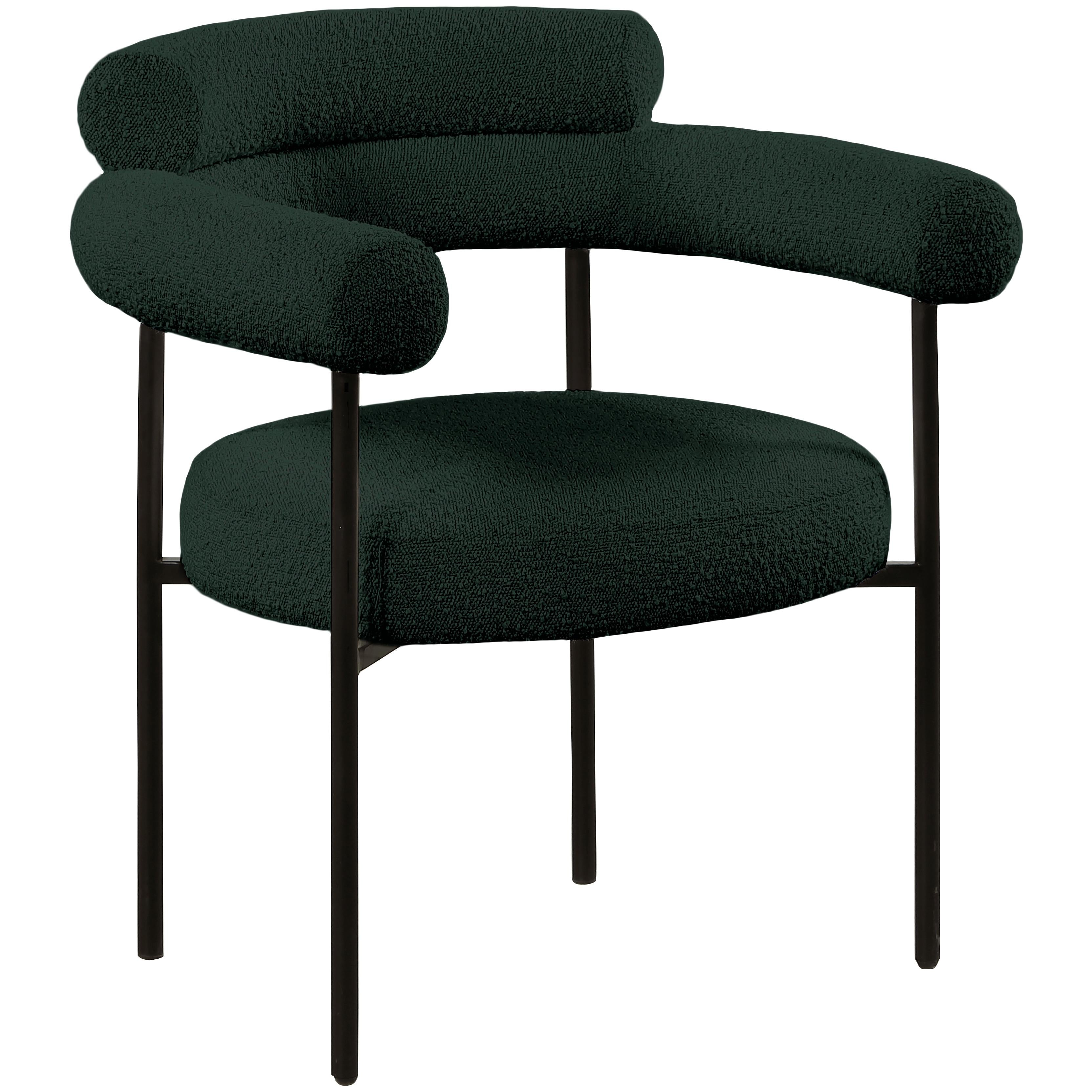 Meridian Blake Green Boucle Fabric Dining Chair