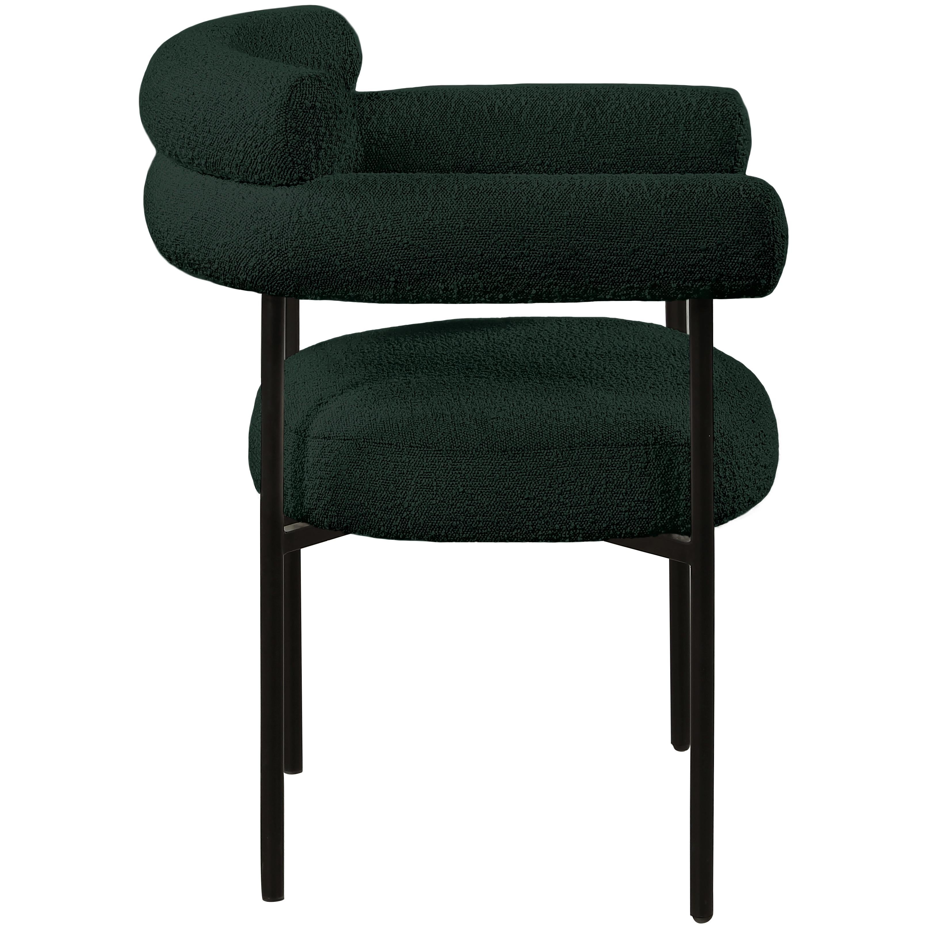 Meridian Blake Green Boucle Fabric Dining Chair