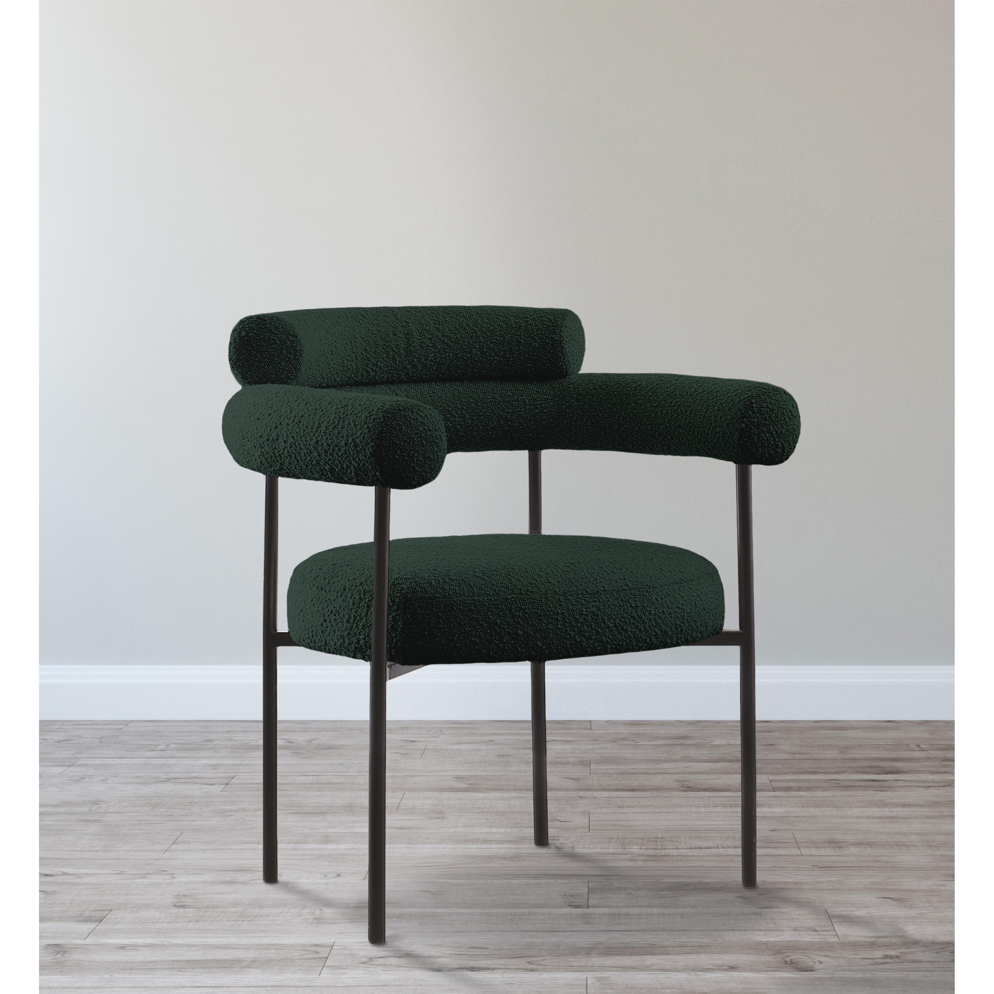 Meridian Blake Green Boucle Fabric Dining Chair