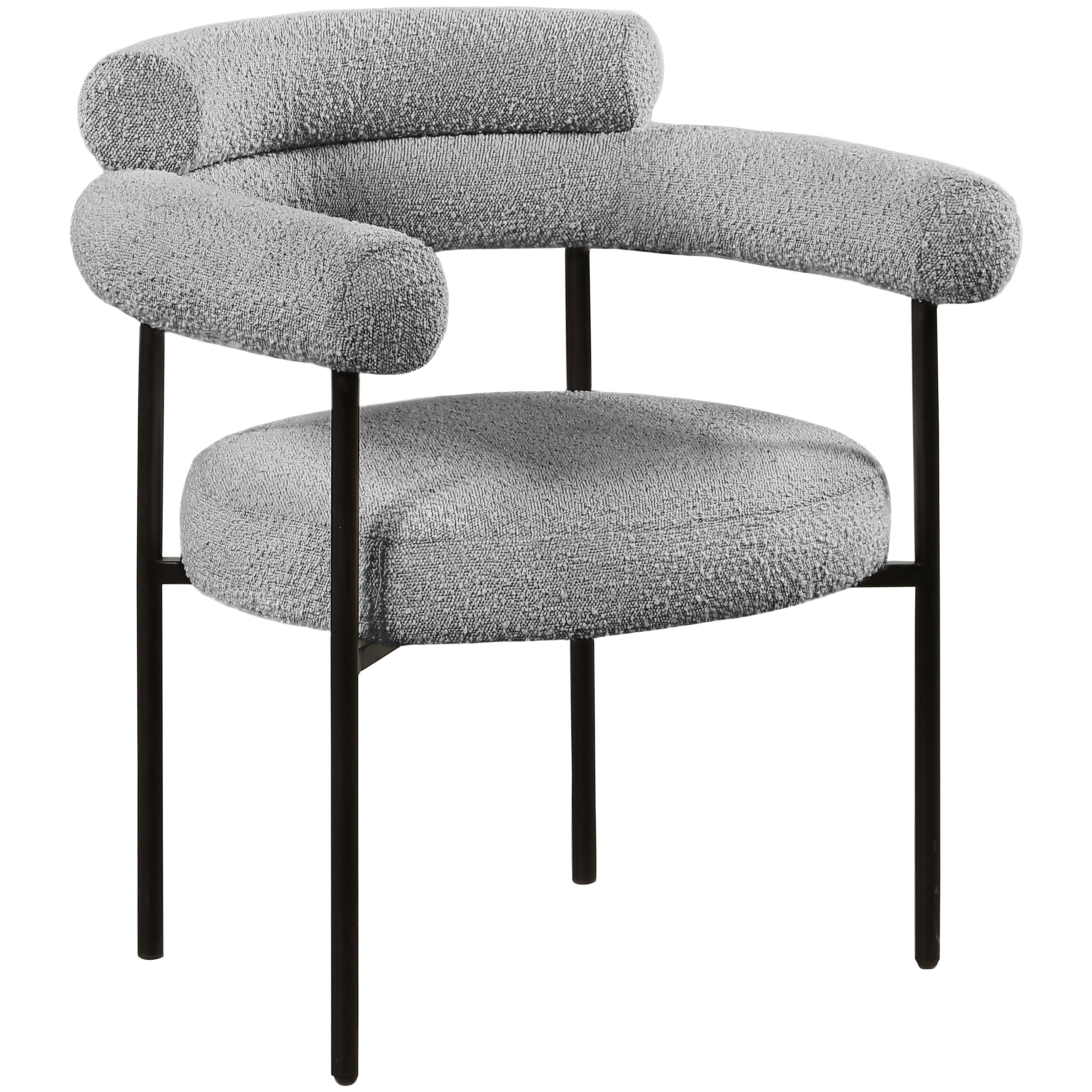 Meridian Blake Grey Boucle Fabric Dining Chair