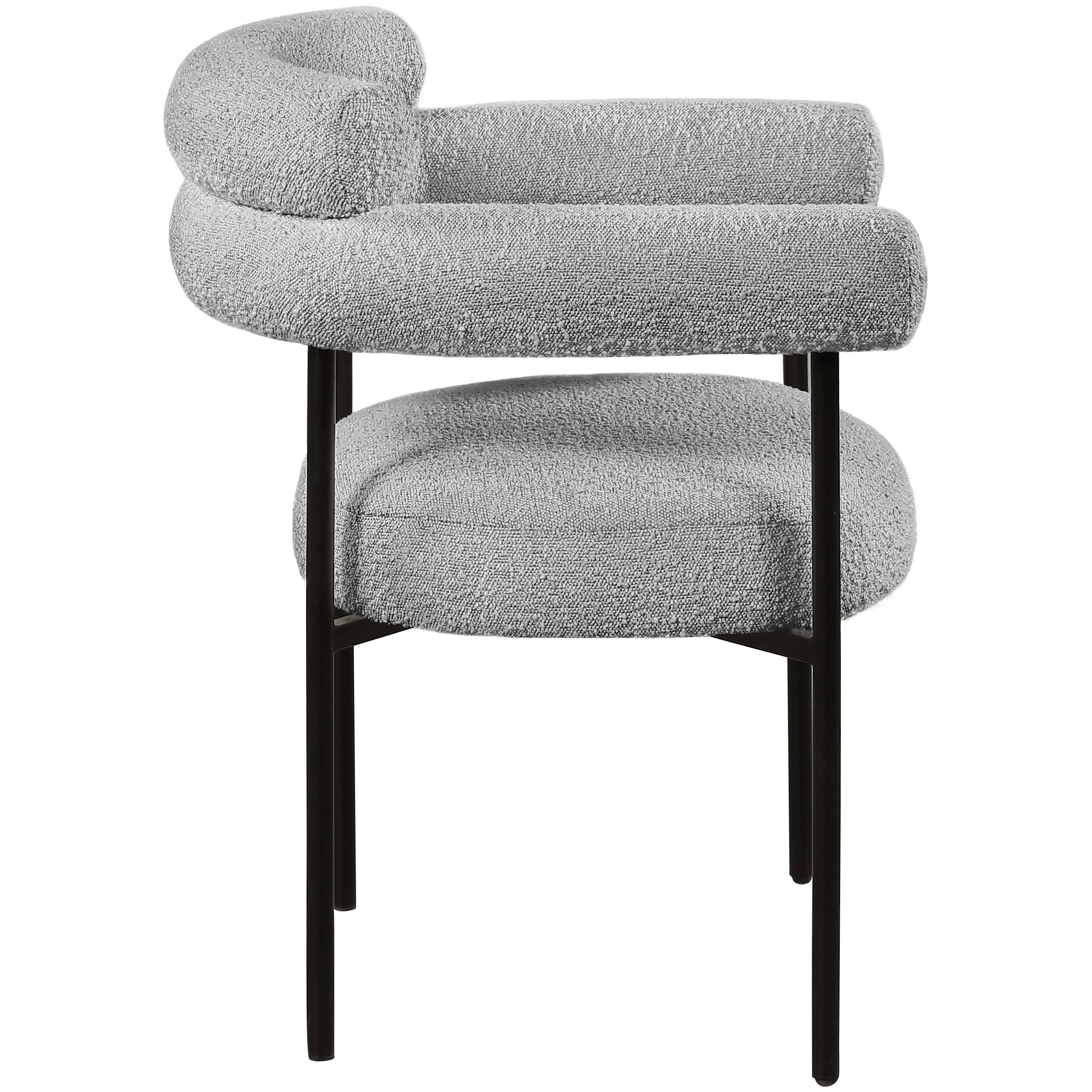 Meridian Blake Grey Boucle Fabric Dining Chair