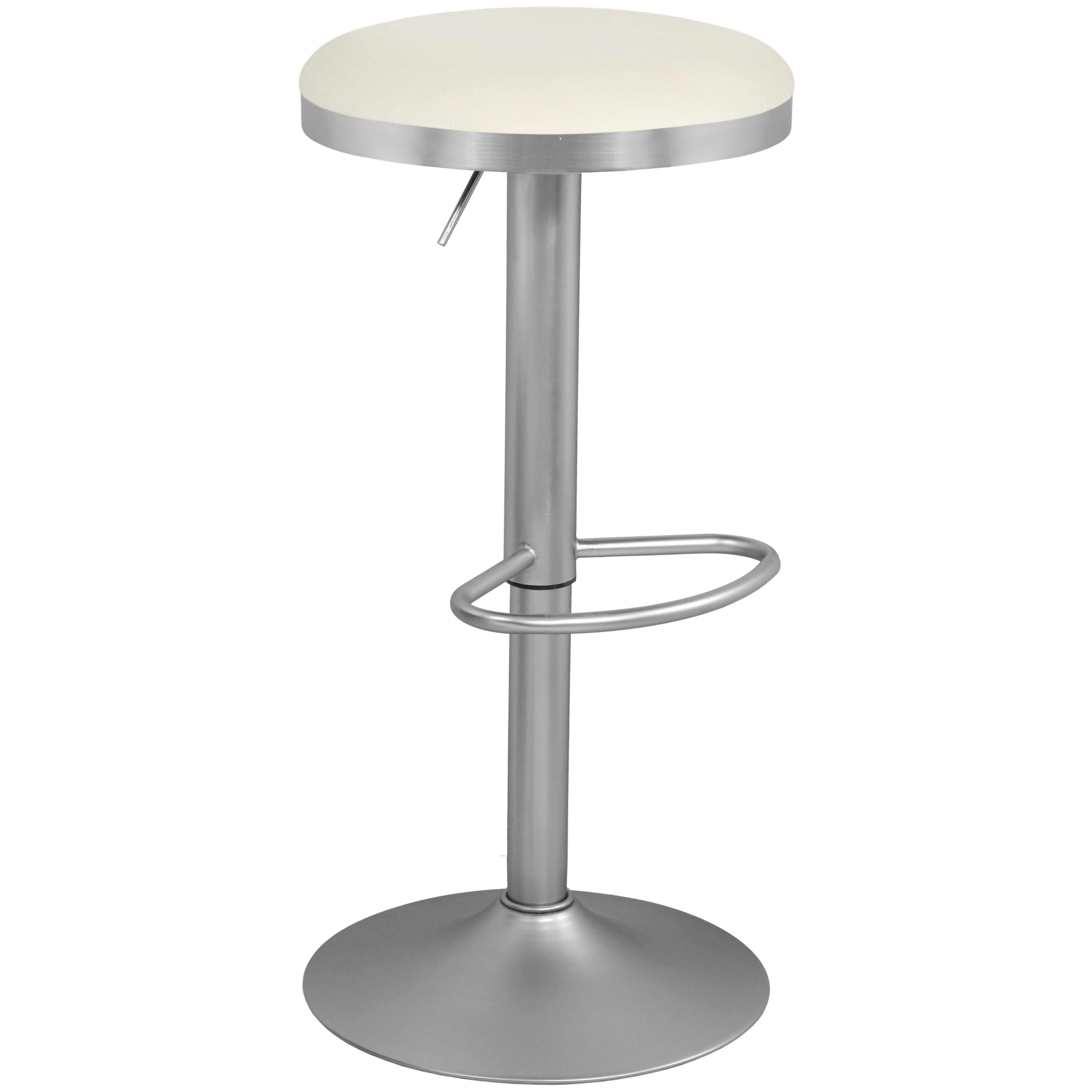 Meridian Brody White Vegan Leather Adjustable Stool