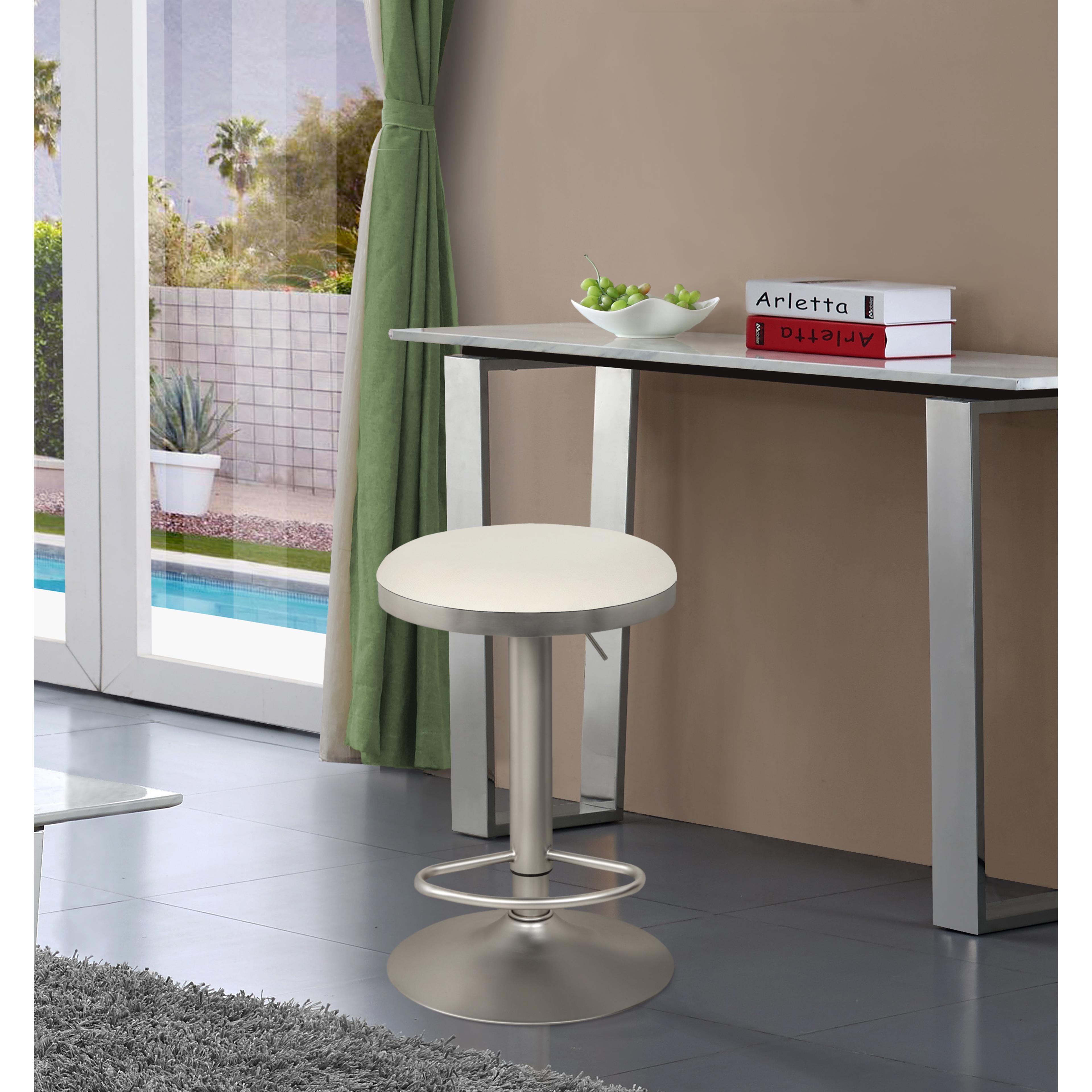 Meridian Brody White Vegan Leather Adjustable Stool