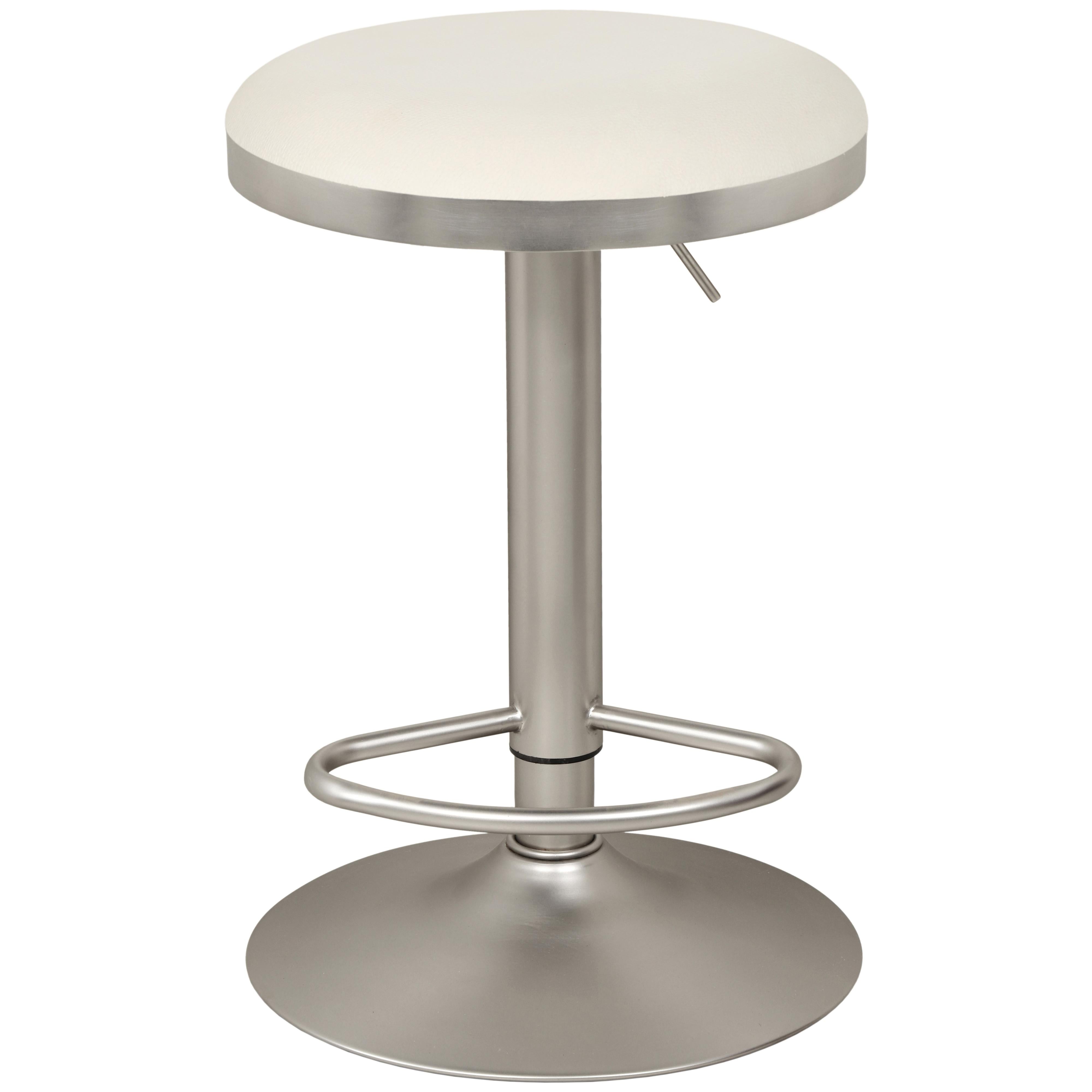 Meridian Brody White Vegan Leather Adjustable Stool