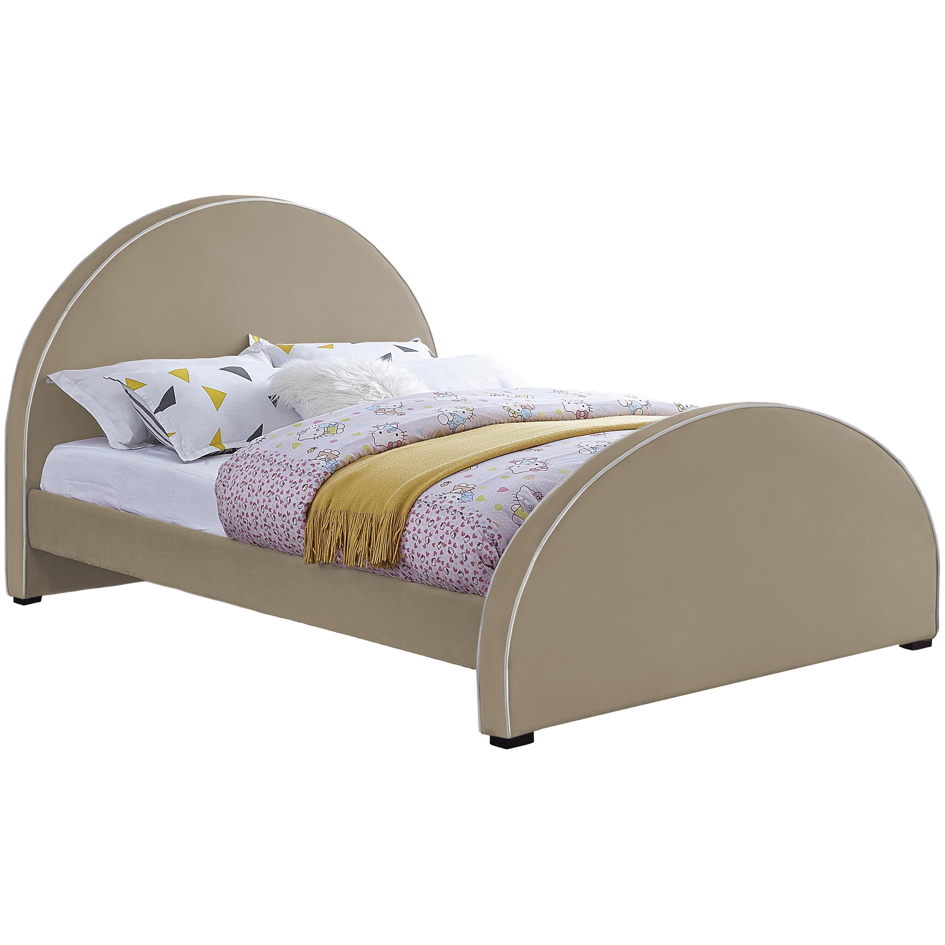 Meridian Brody Beige Velvet Full Bed