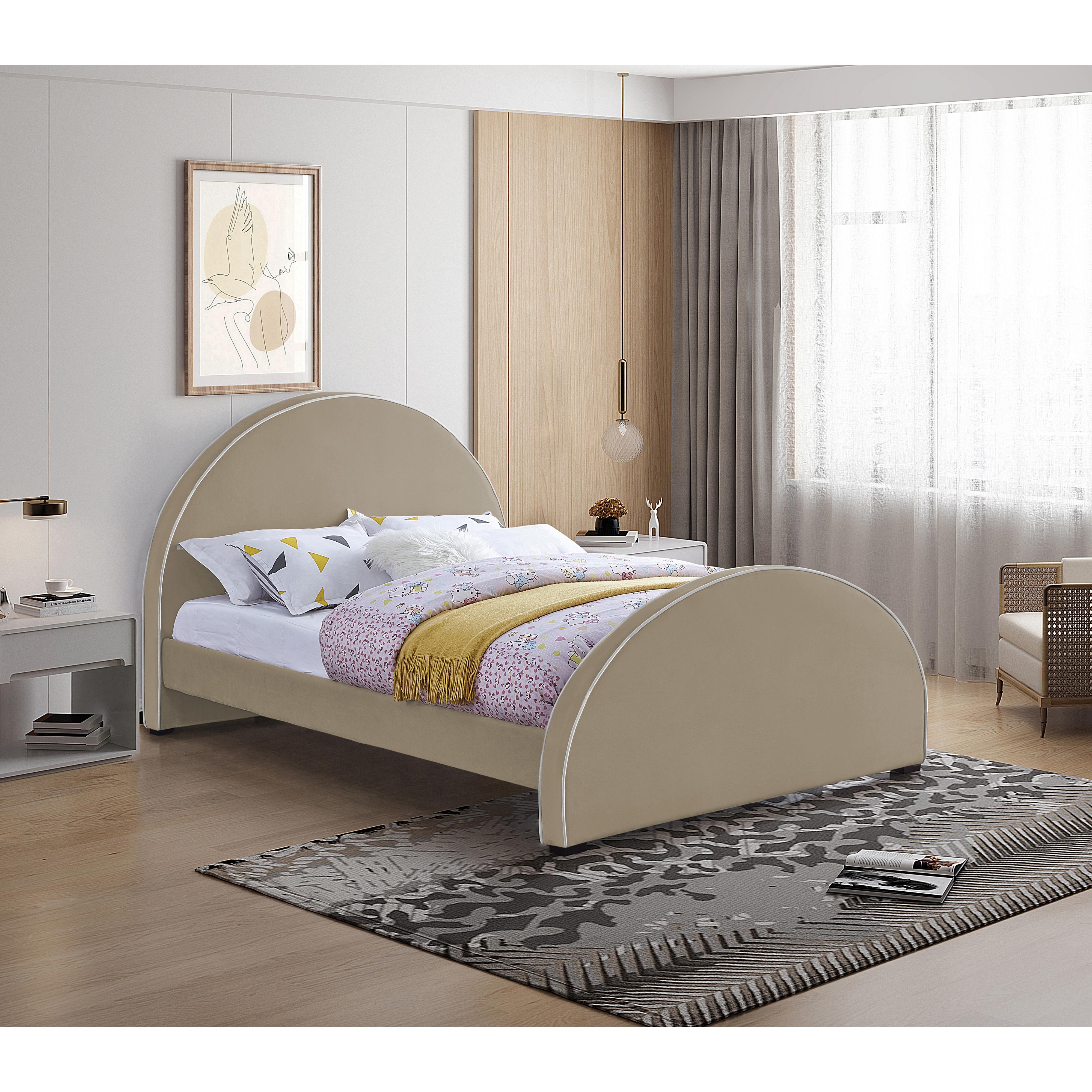 Meridian Brody Beige Velvet Full Bed