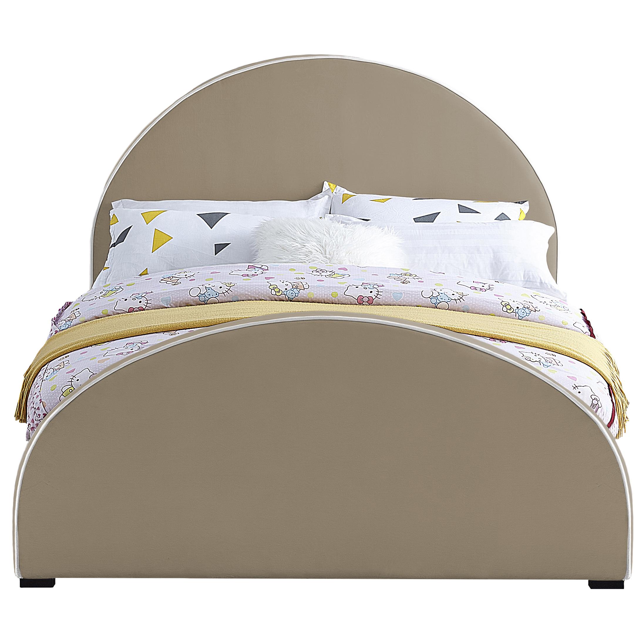 Meridian Brody Beige Velvet Full Bed