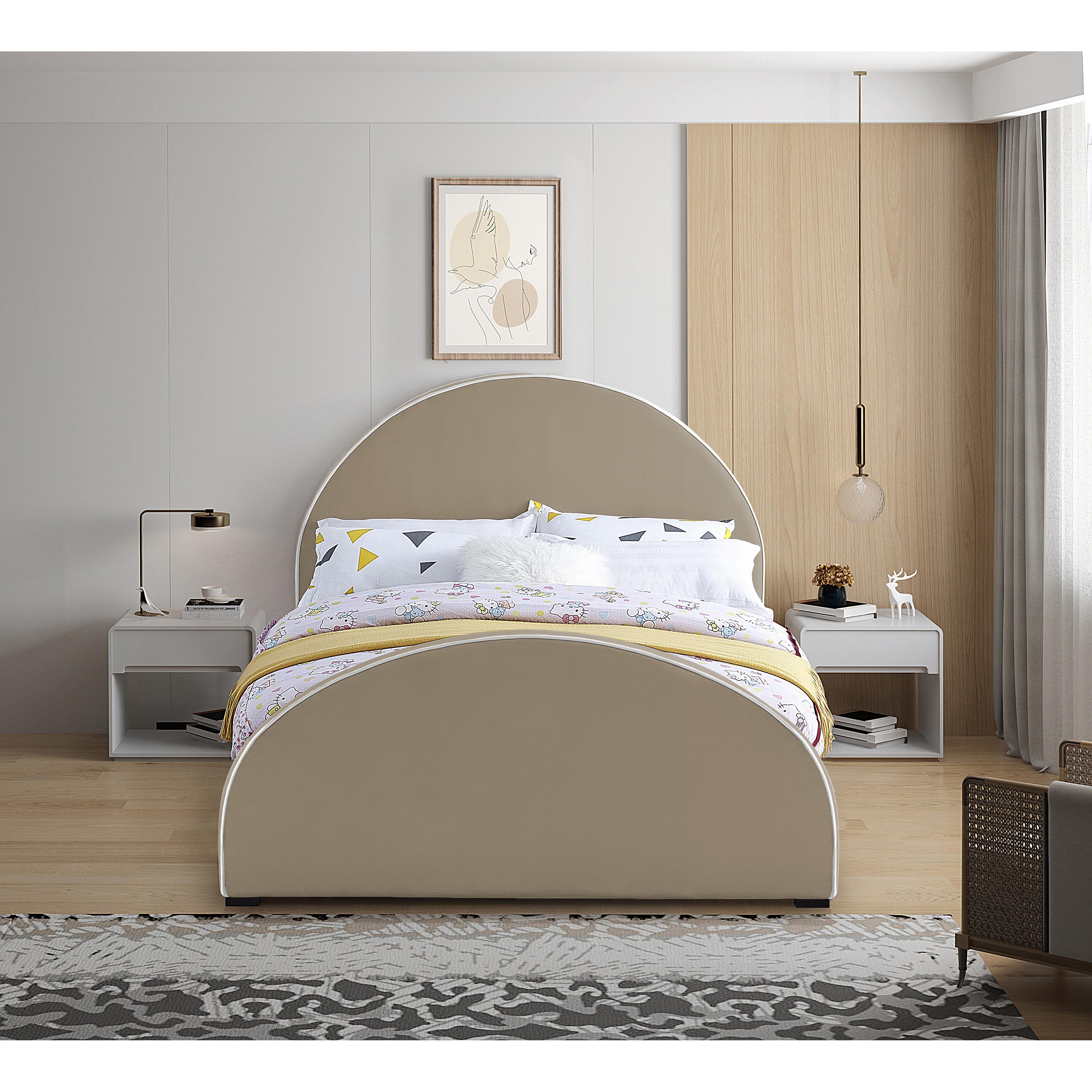 Meridian Brody Beige Velvet Full Bed