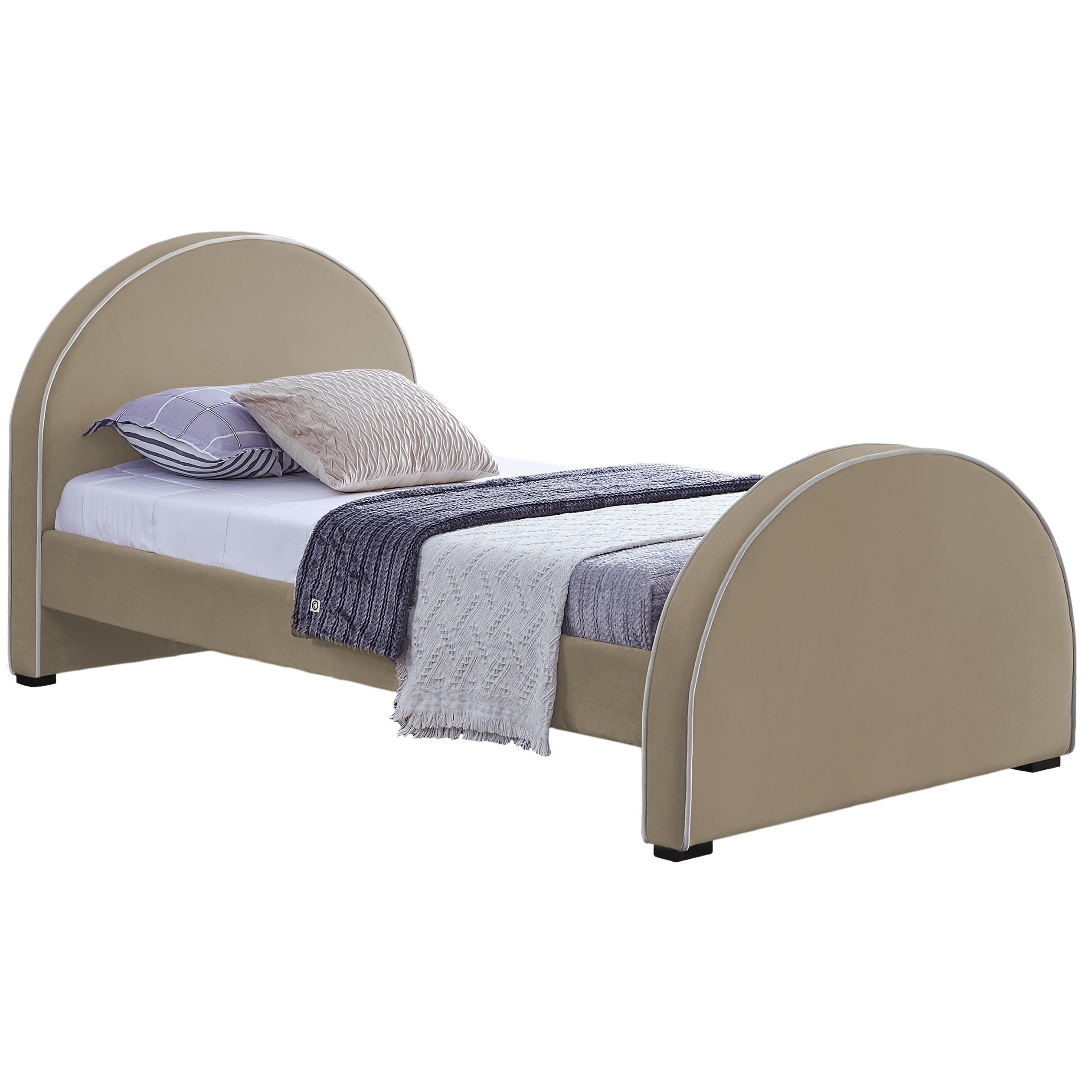 Meridian Brody Beige Velvet Twin Bed