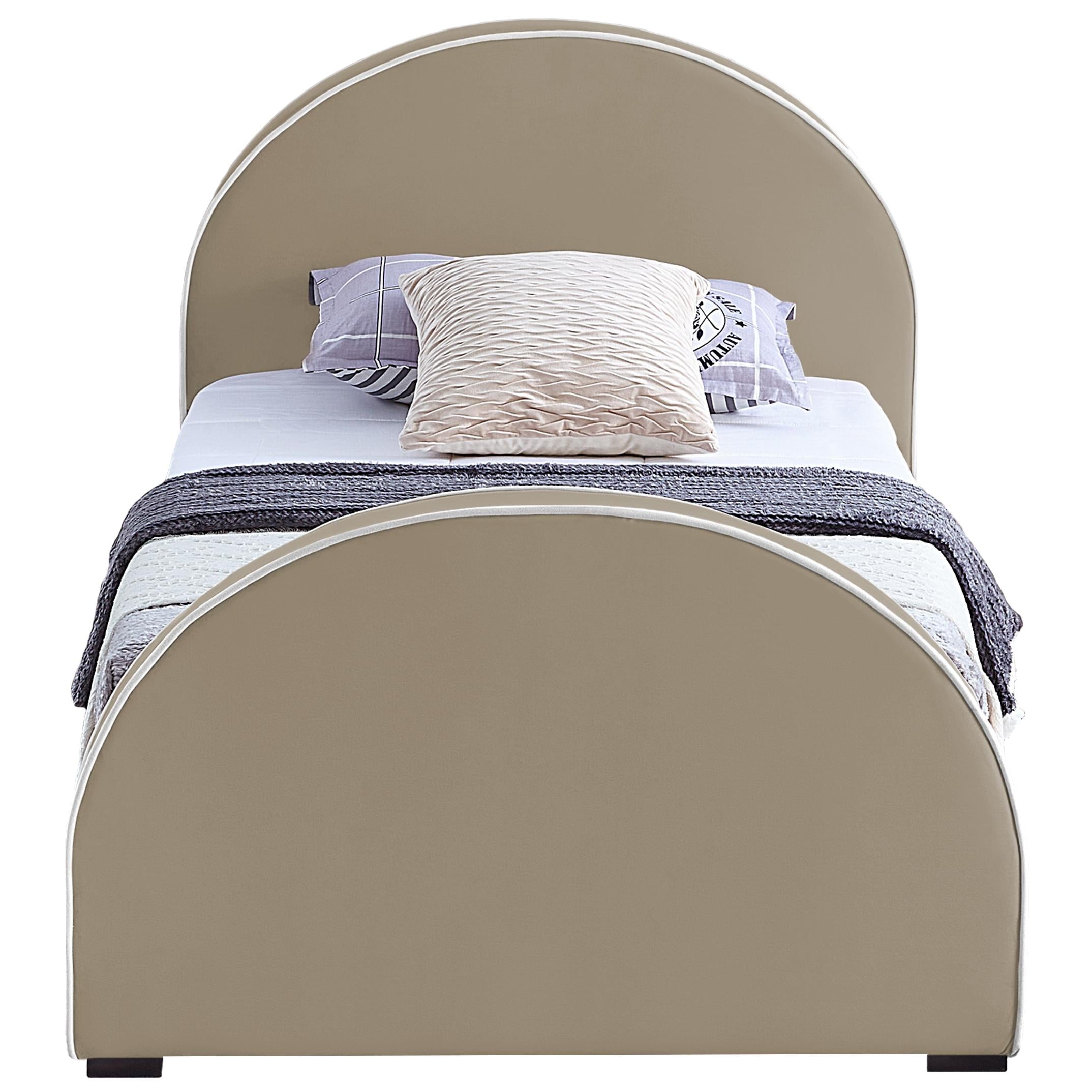 Meridian Brody Beige Velvet Twin Bed