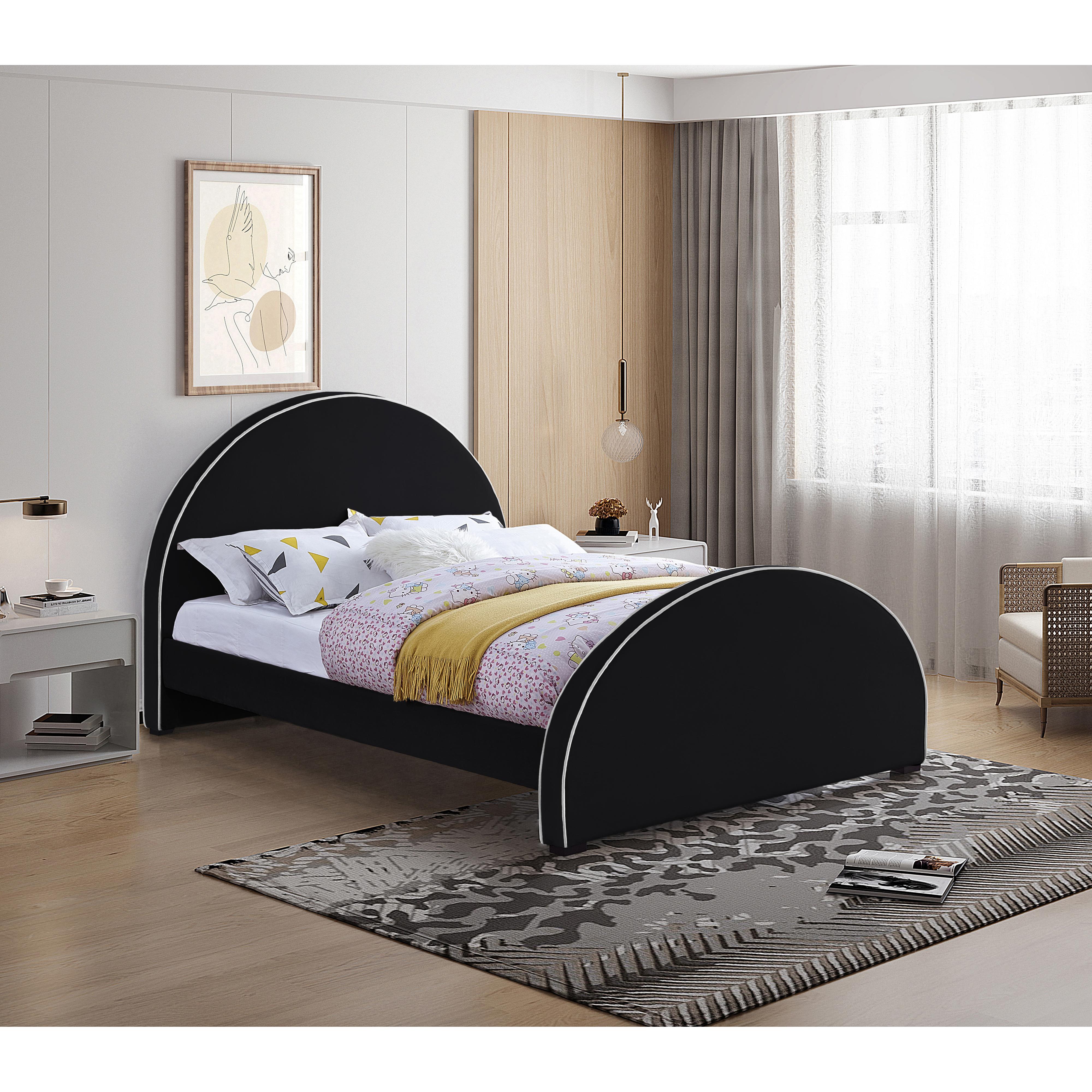 Meridian Brody Black Velvet Full Bed