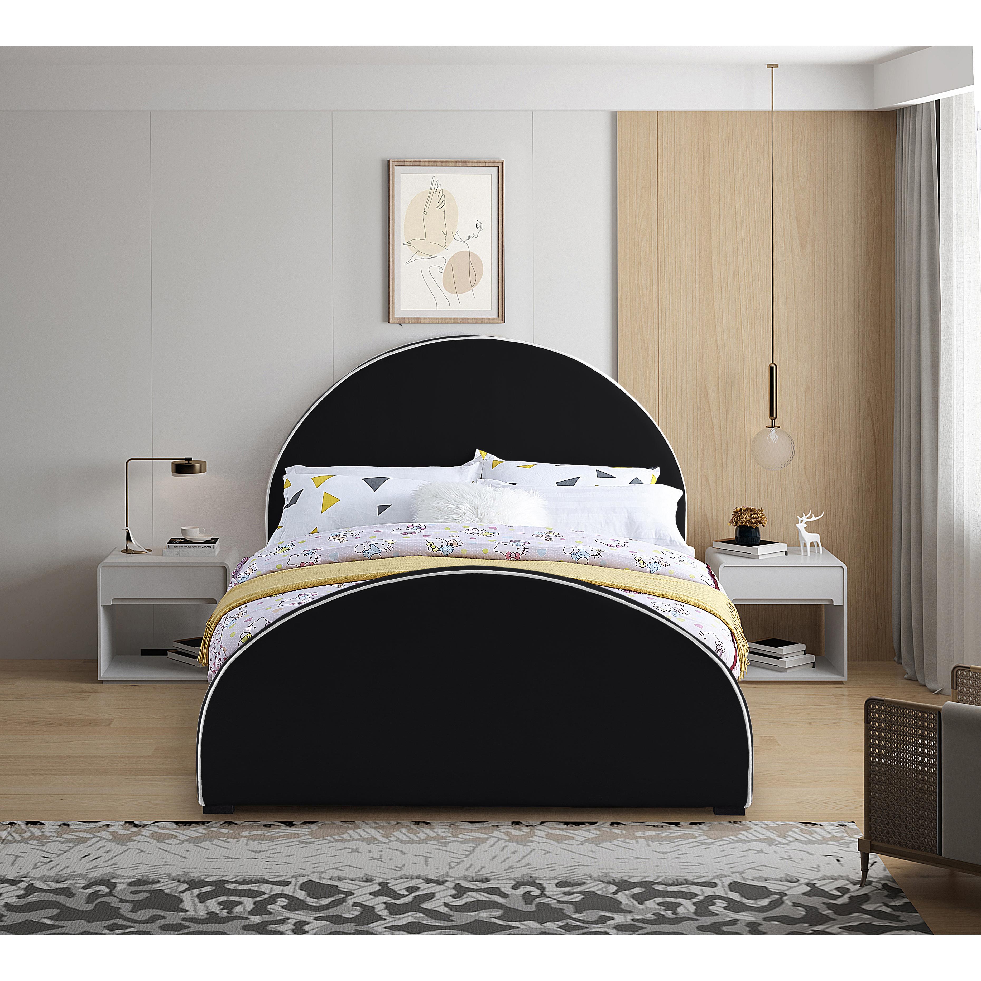 Meridian Brody Black Velvet Full Bed