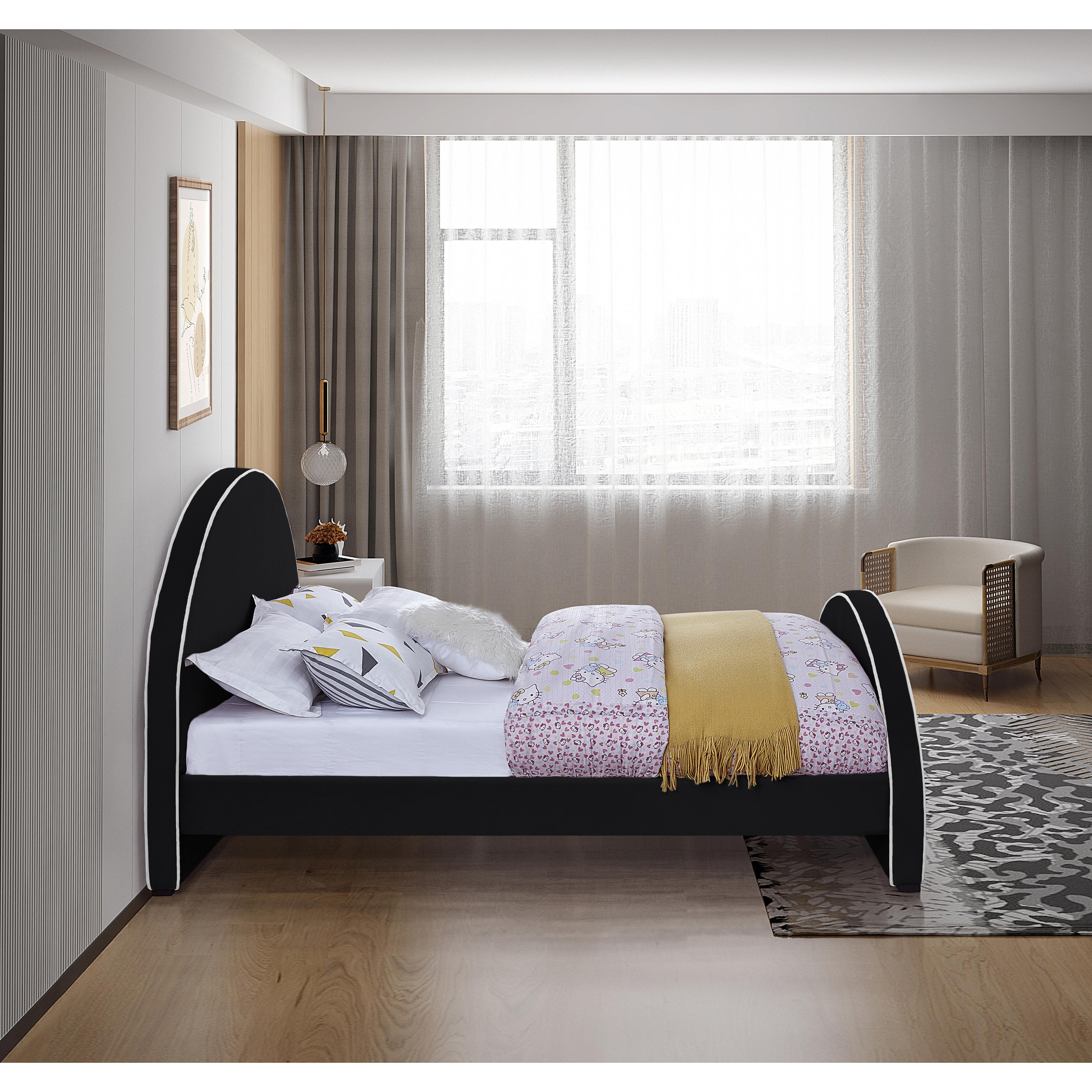 Meridian Brody Black Velvet Full Bed