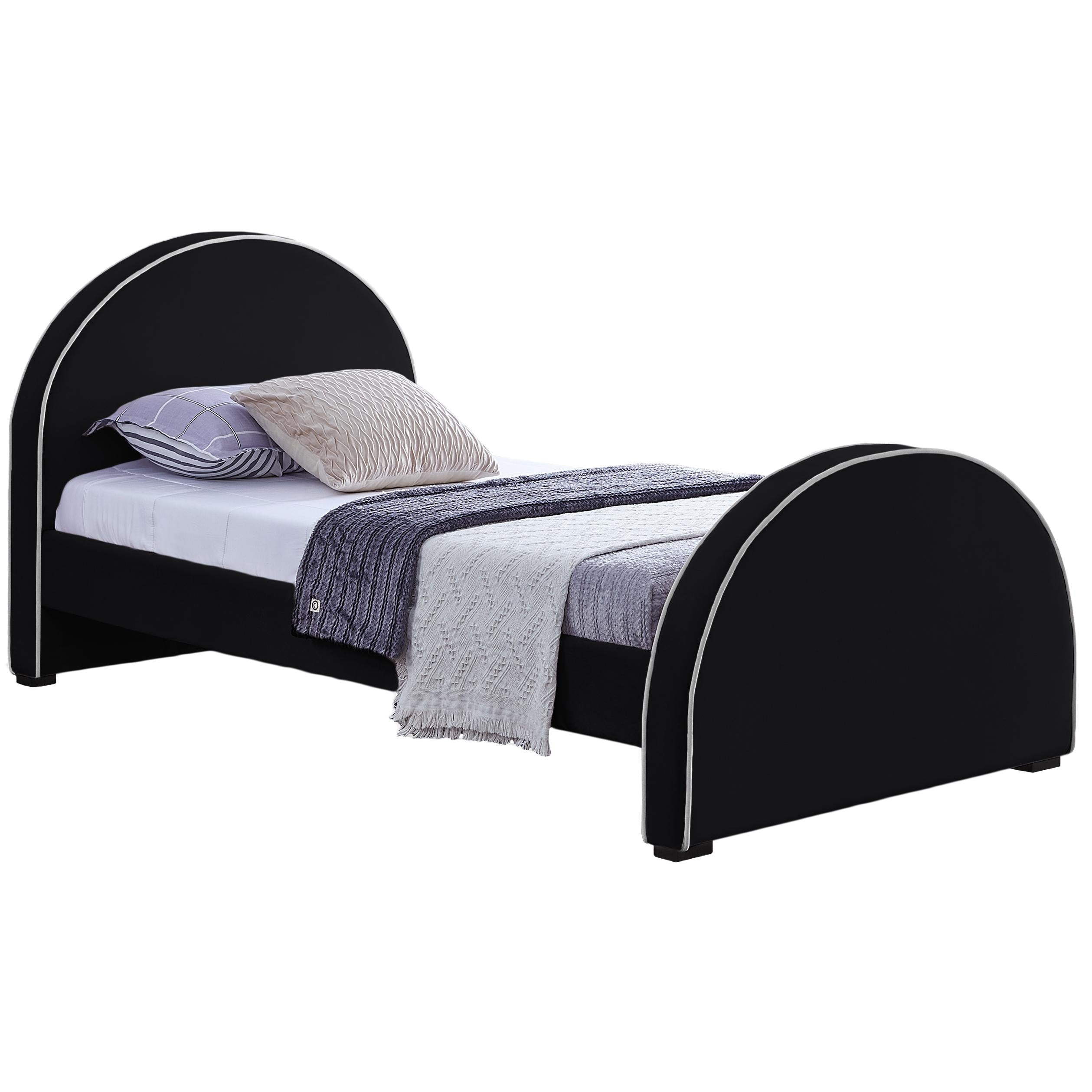 Meridian Brody Black Velvet Twin Bed