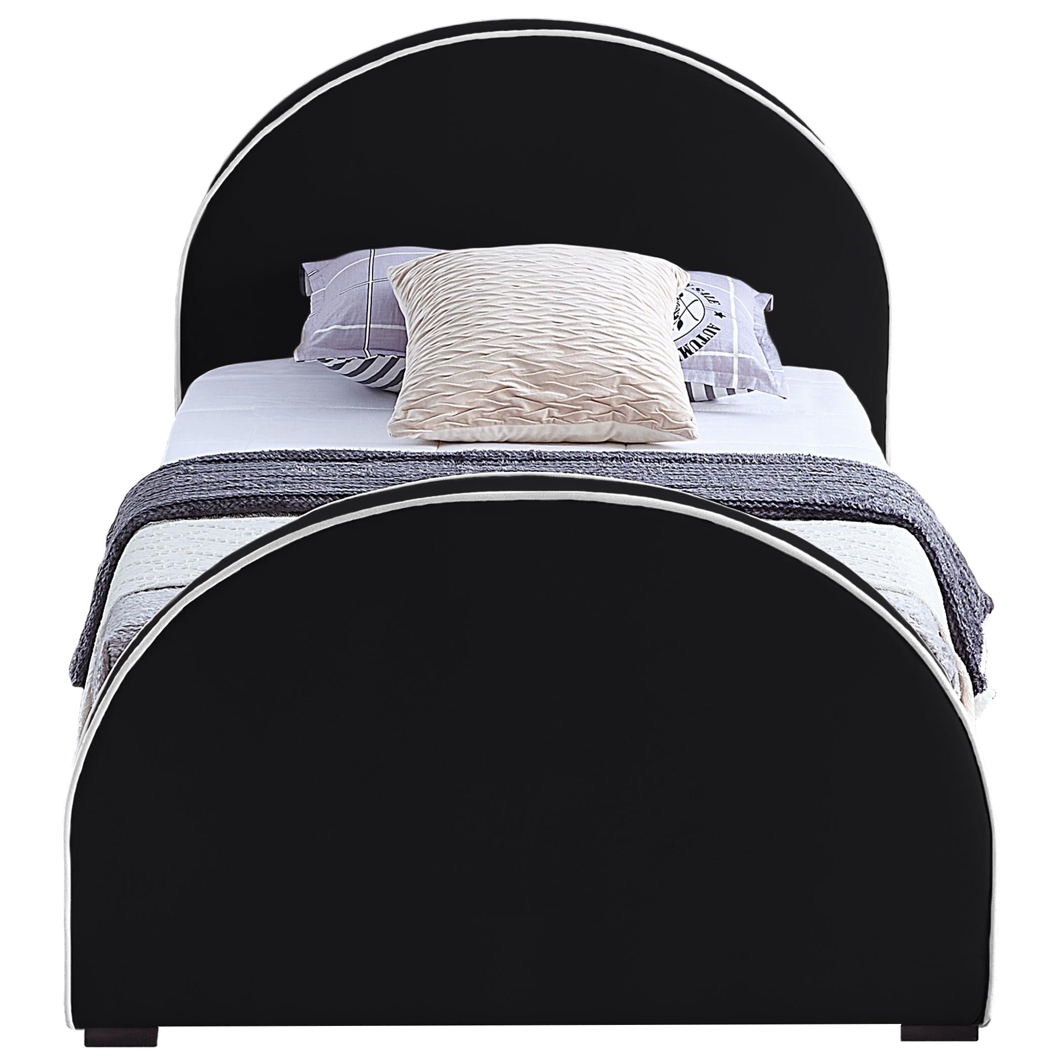 Meridian Brody Black Velvet Twin Bed