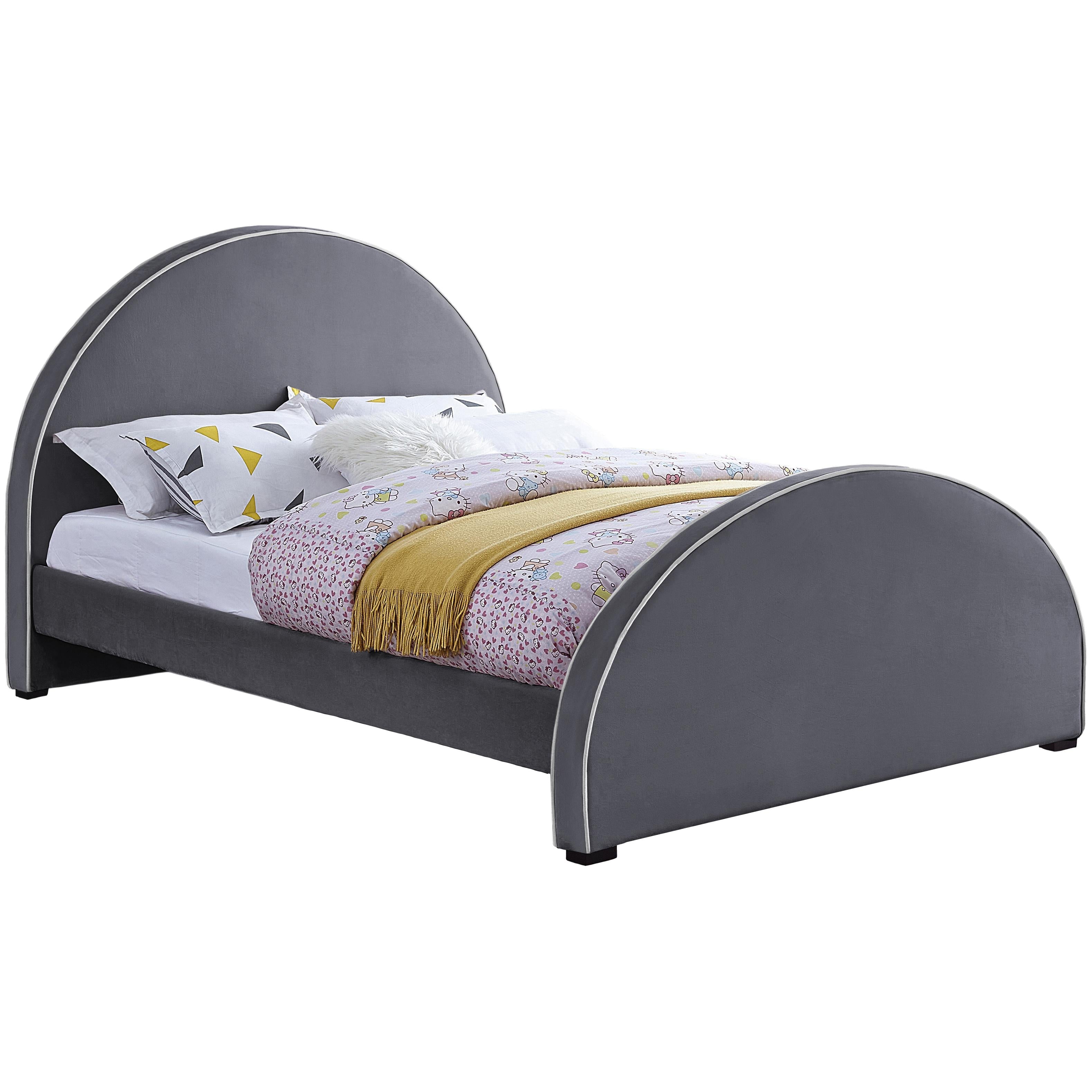 Meridian Brody Grey Velvet Full Bed