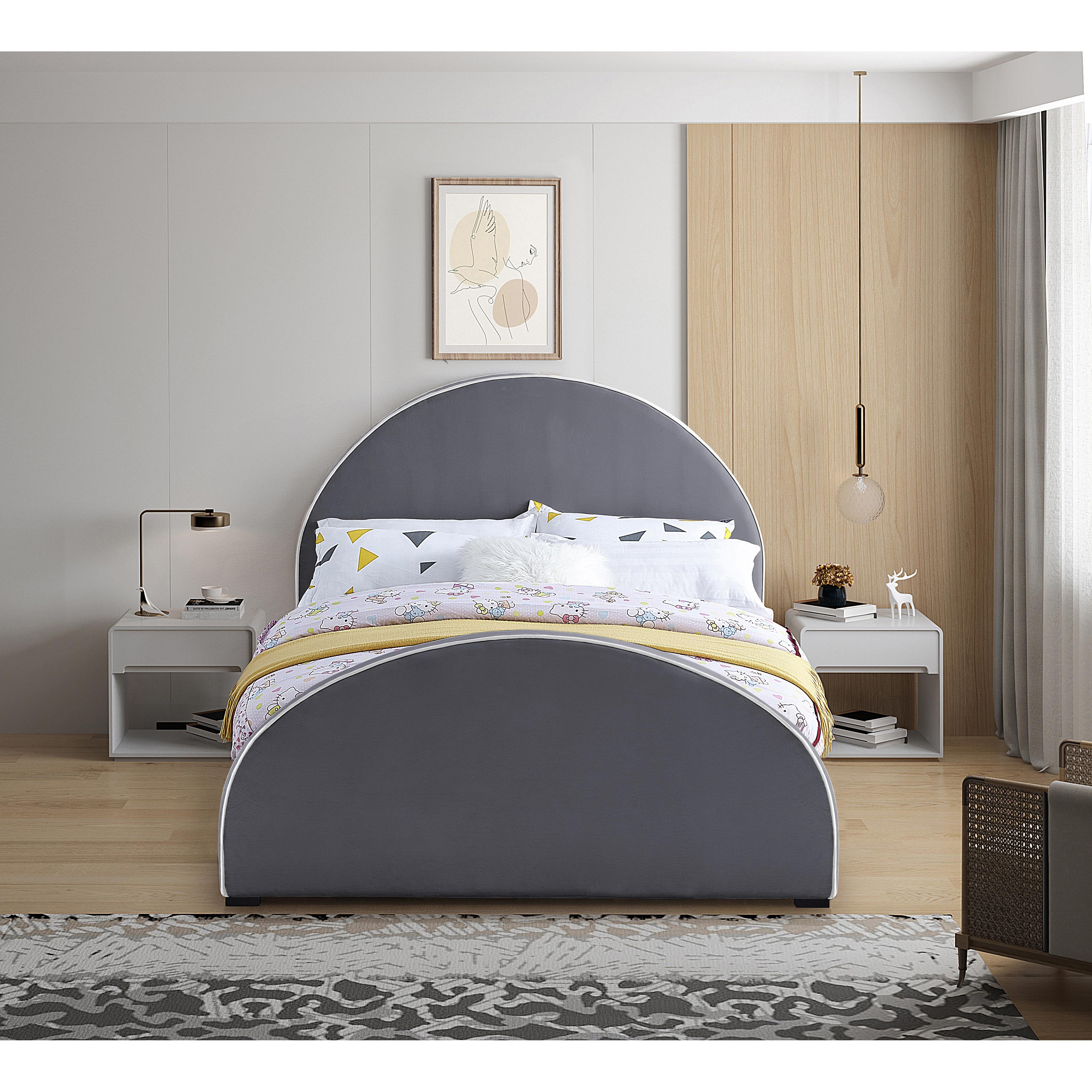 Meridian Brody Grey Velvet Full Bed