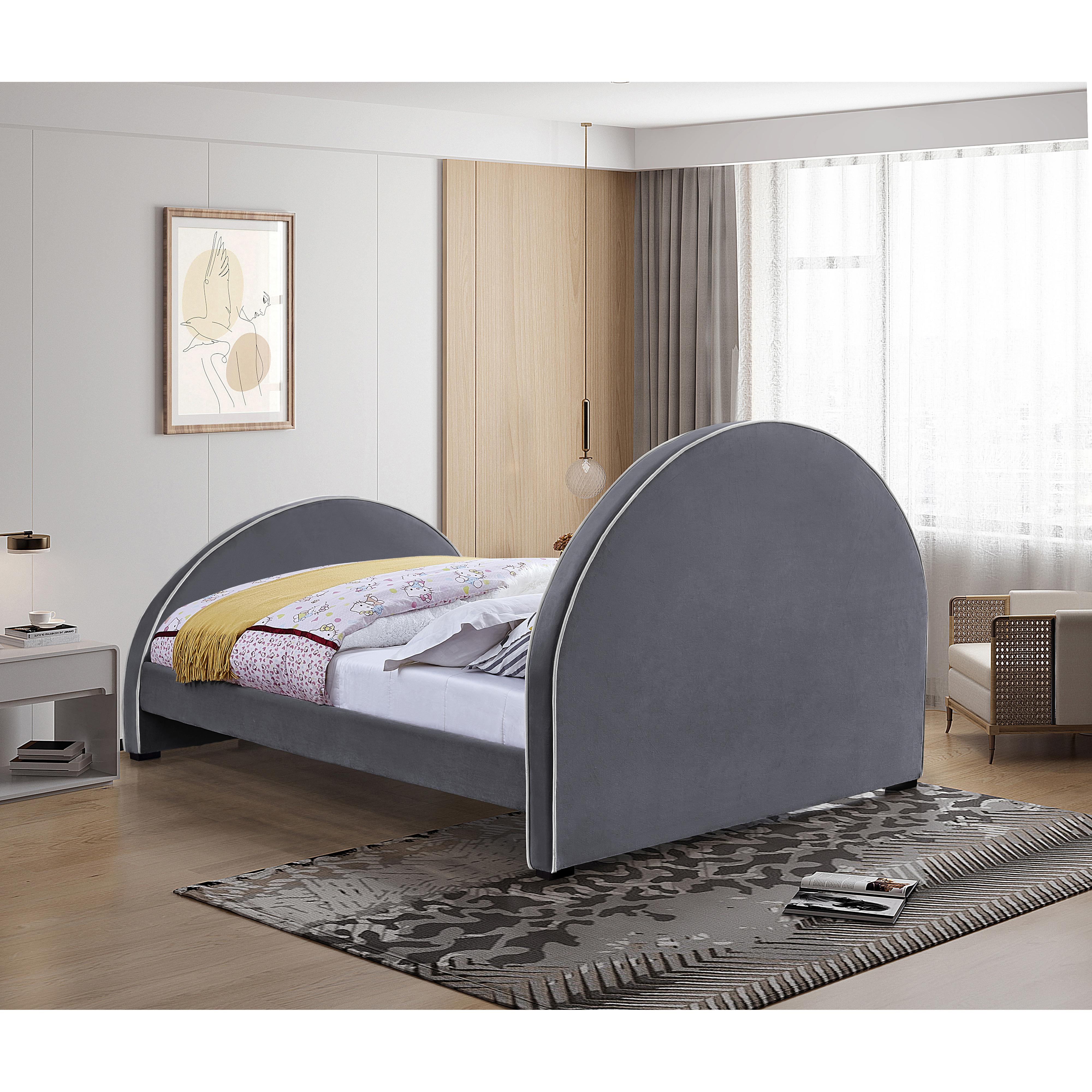 Meridian Brody Grey Velvet Full Bed