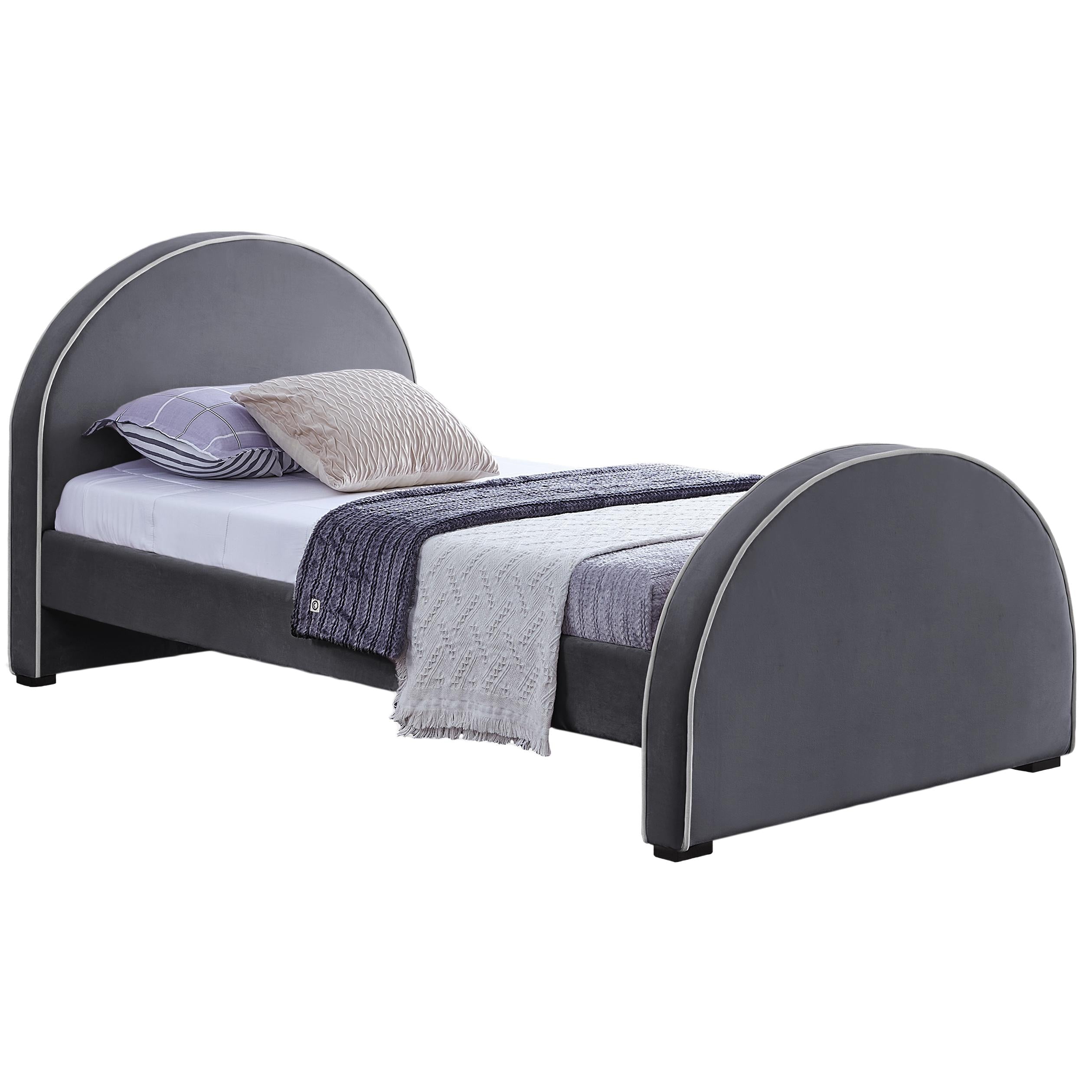 Meridian Brody Grey Velvet Twin Bed