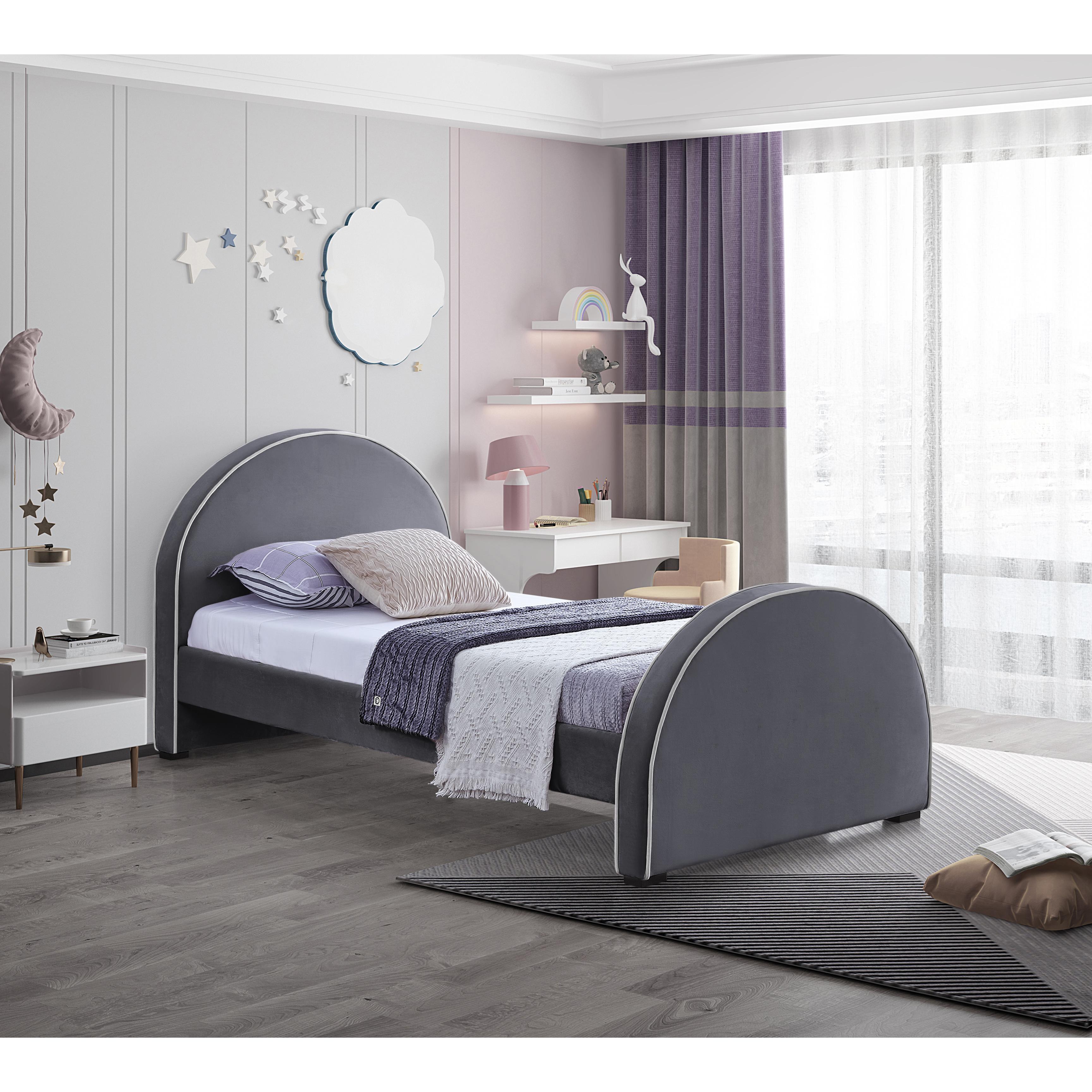 Meridian Brody Grey Velvet Twin Bed