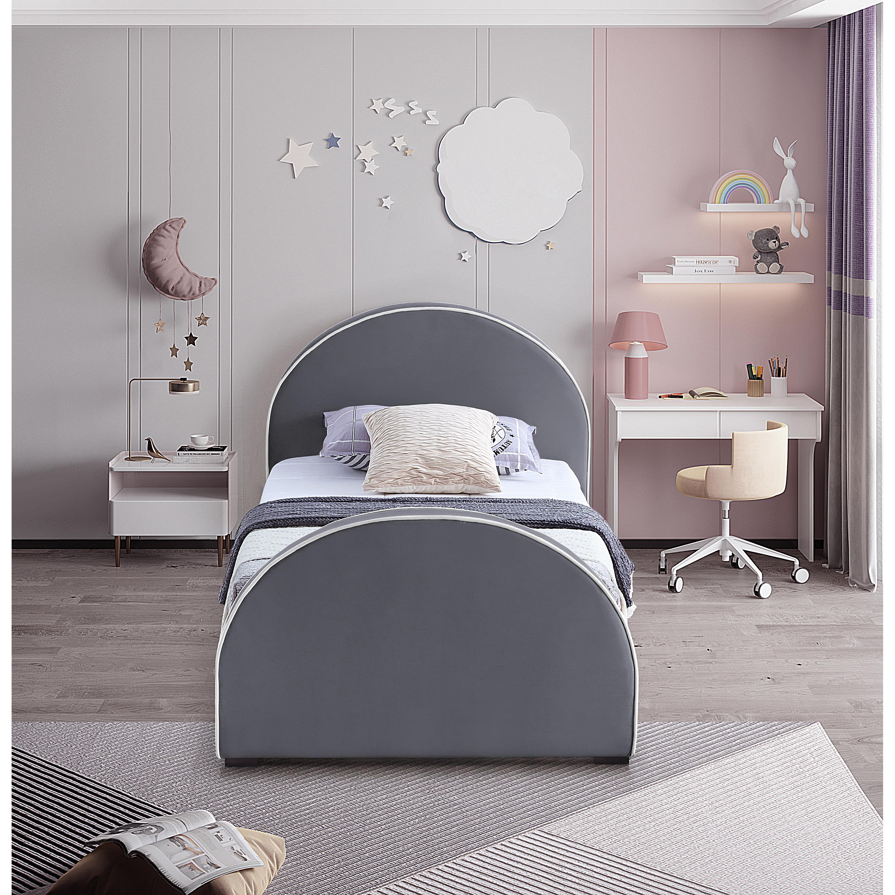 Meridian Brody Grey Velvet Twin Bed