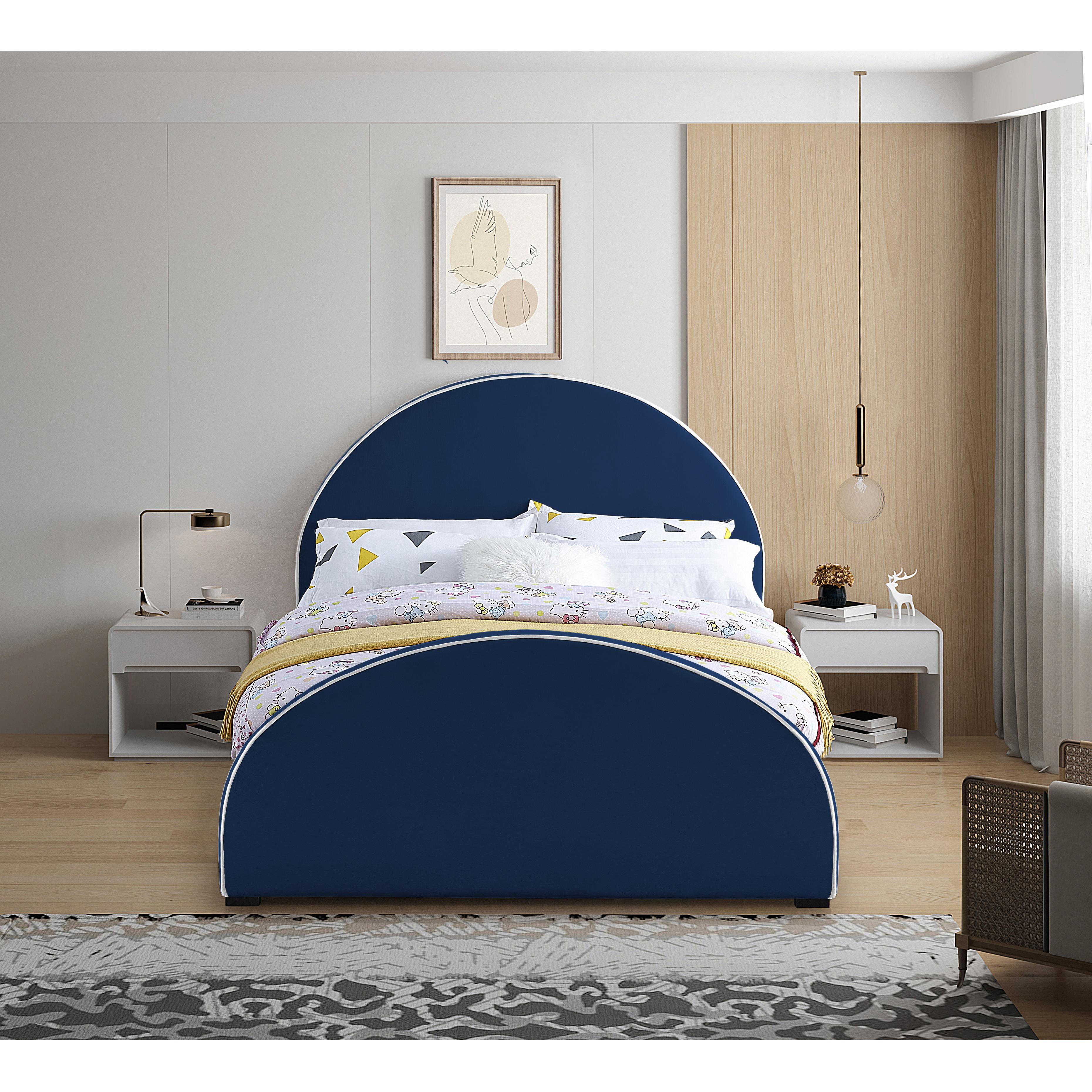 Meridian Brody Navy Velvet Full Bed