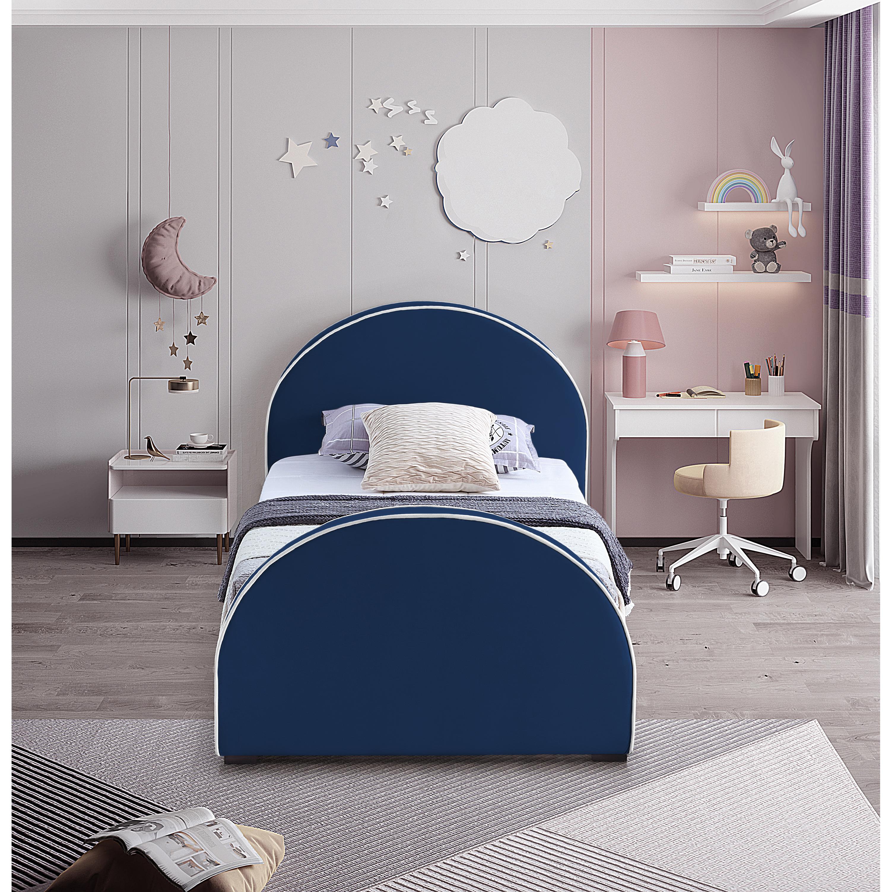 Meridian Brody Navy Velvet Twin Bed