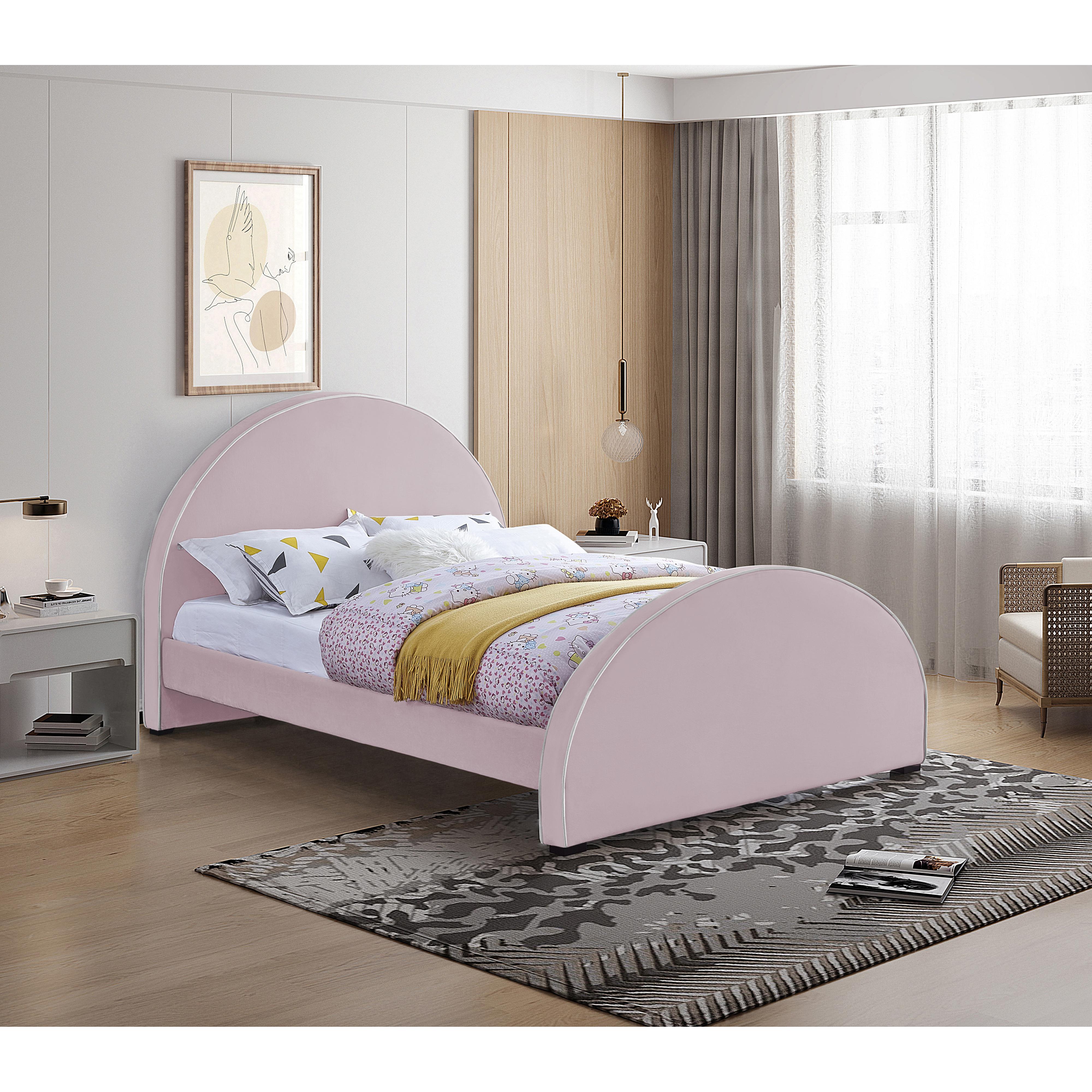 Meridian Brody Pink Velvet Full Bed