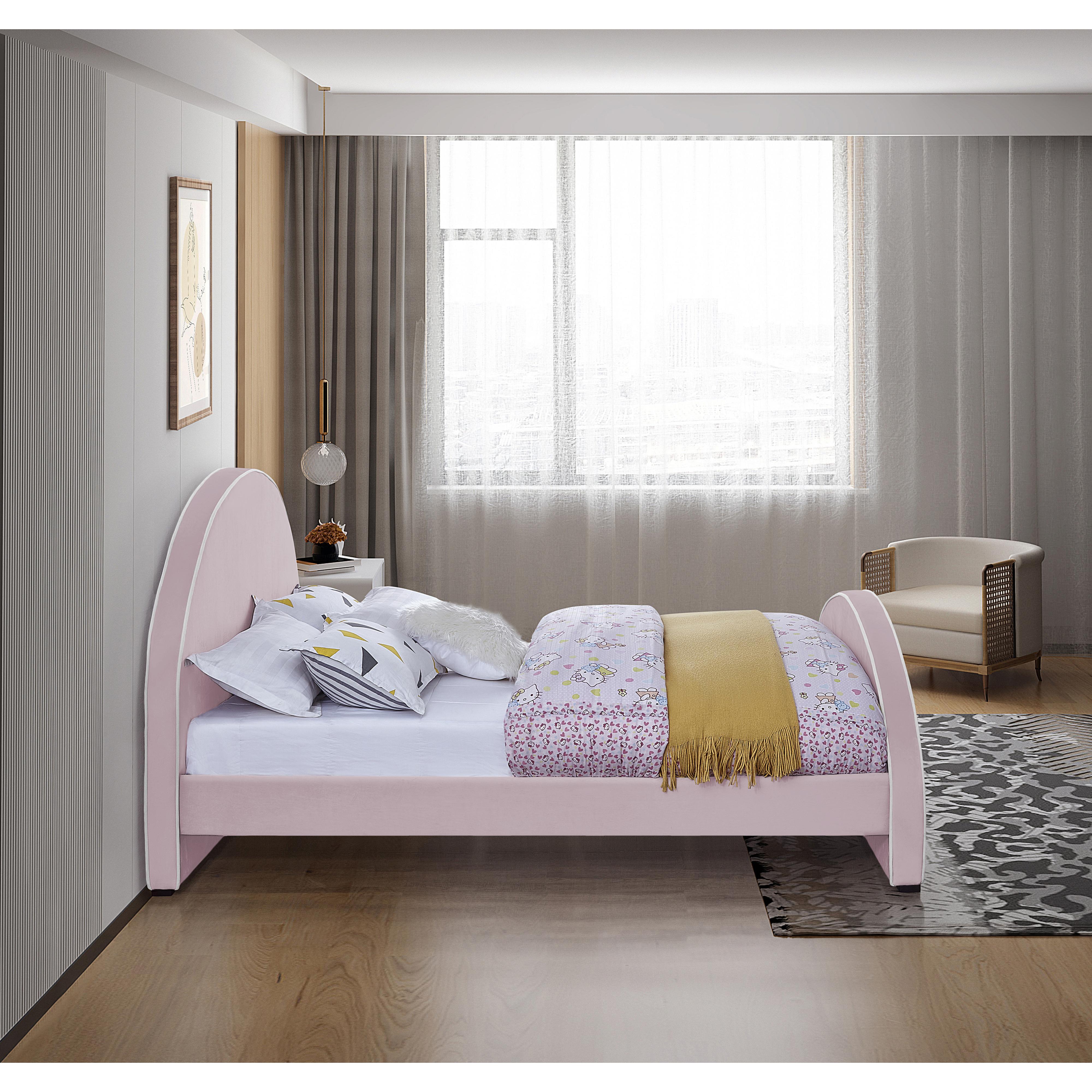 Meridian Brody Pink Velvet Full Bed