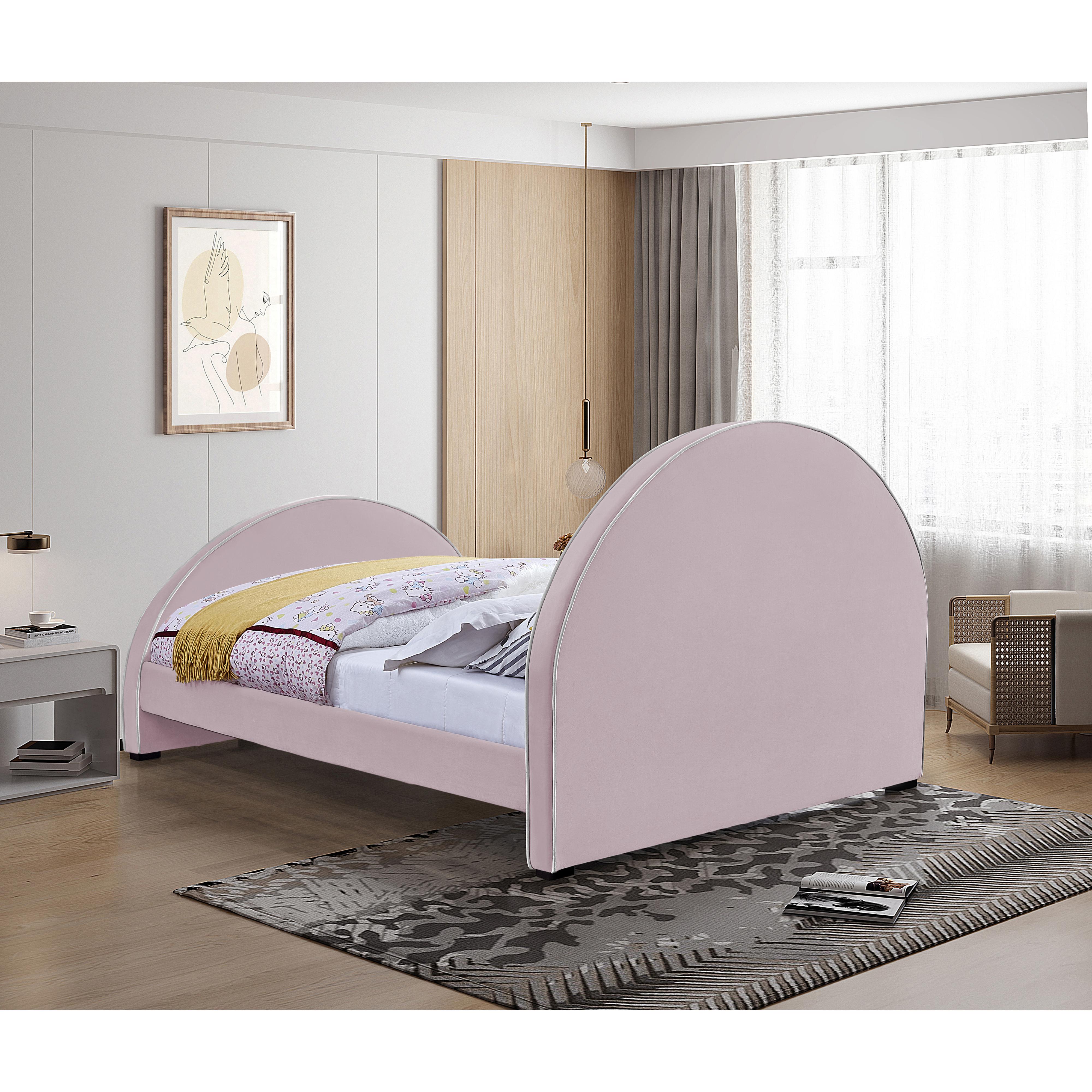 Meridian Brody Pink Velvet King Bed