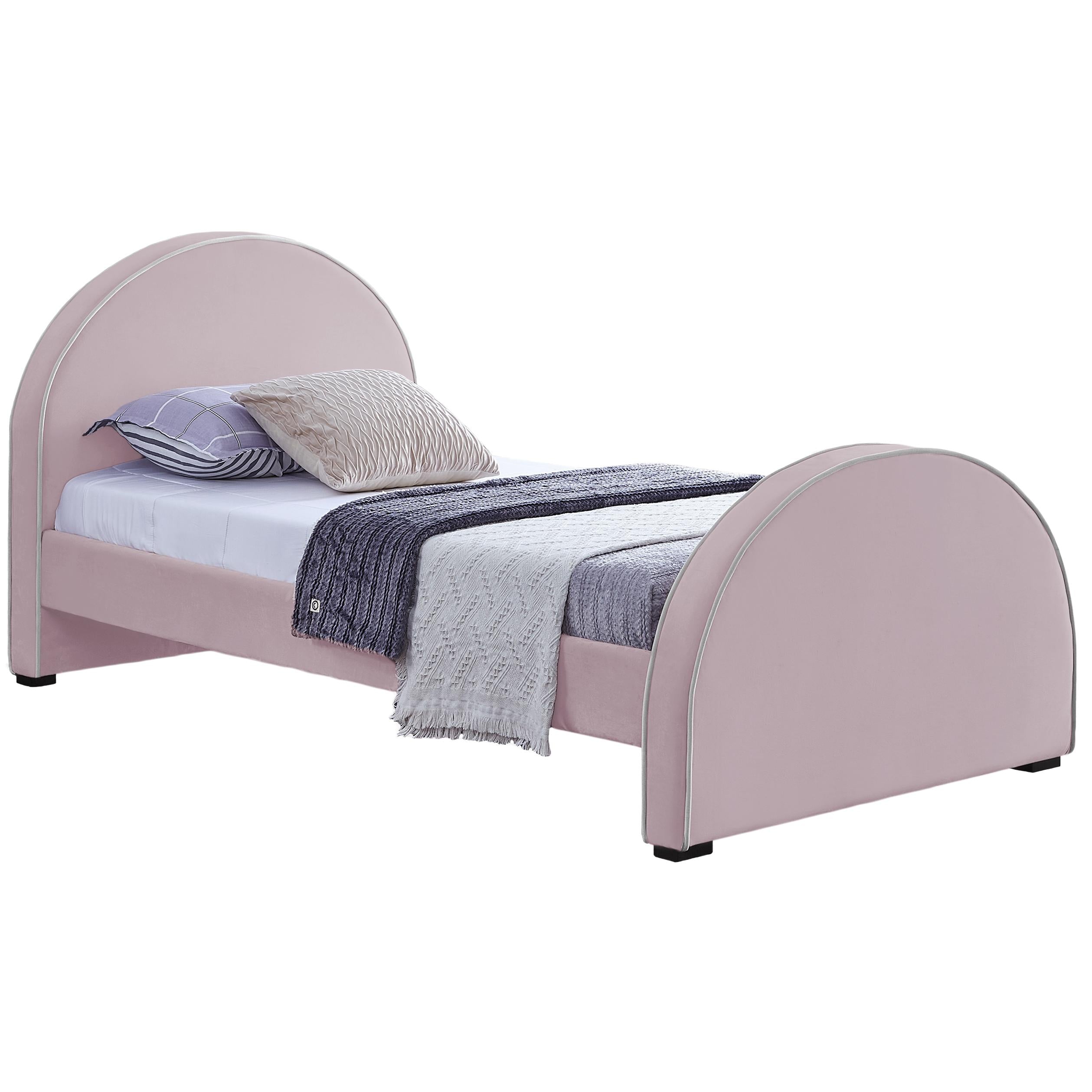 Meridian Brody Pink Velvet Twin Bed