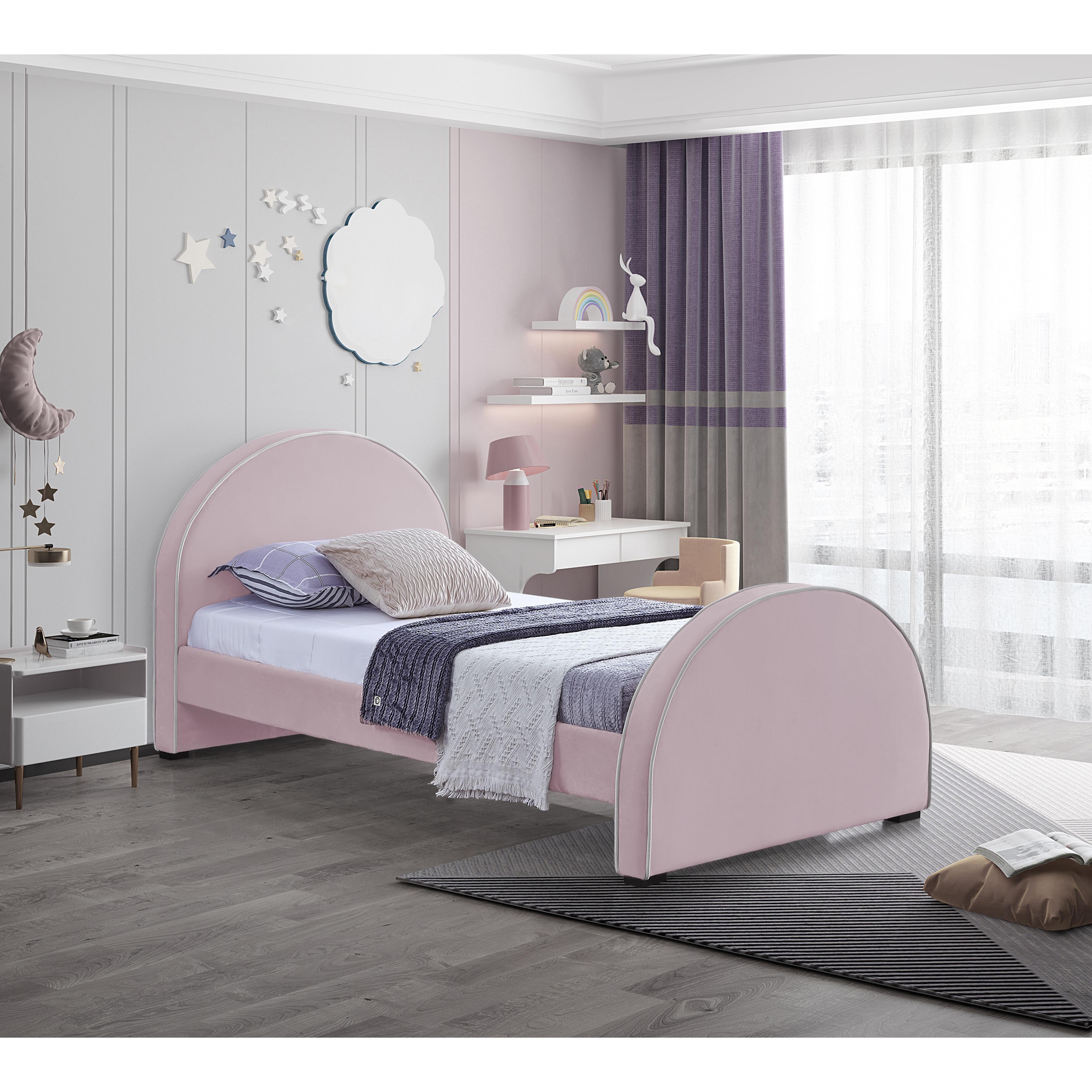 Meridian Brody Pink Velvet Twin Bed