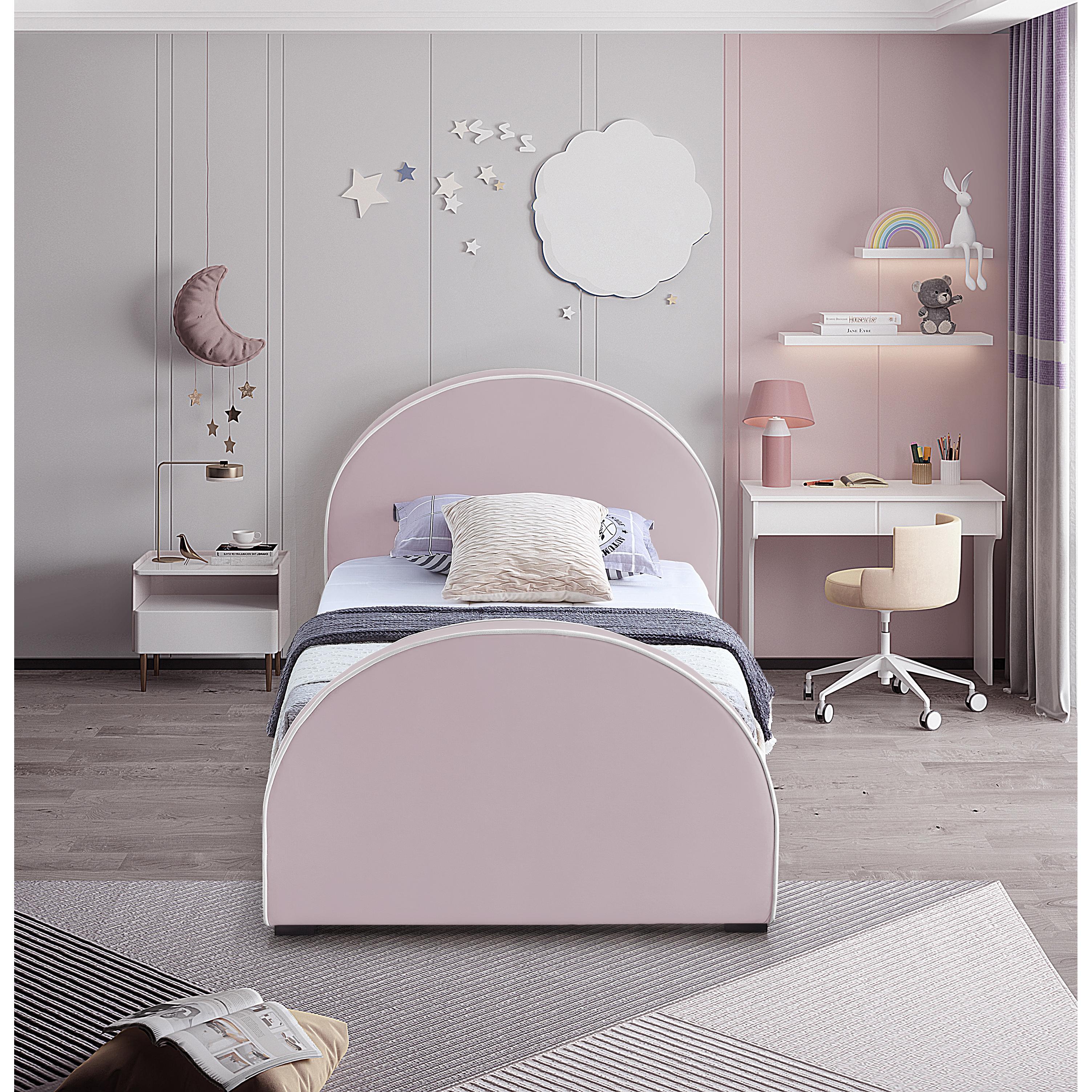 Meridian Brody Pink Velvet Twin Bed