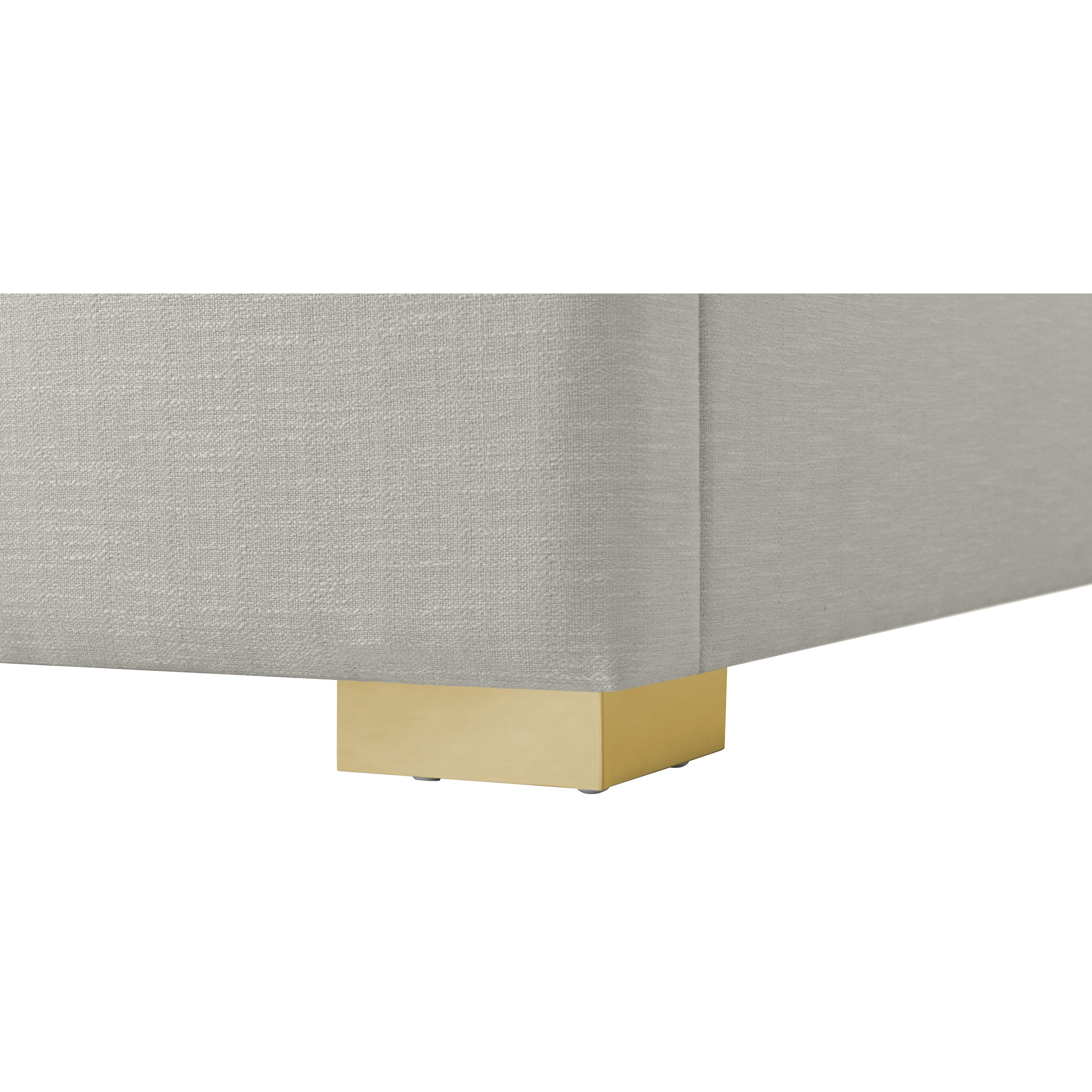 Meridian Royce Beige Linen Textured Fabric Full Bed (3 Boxes)