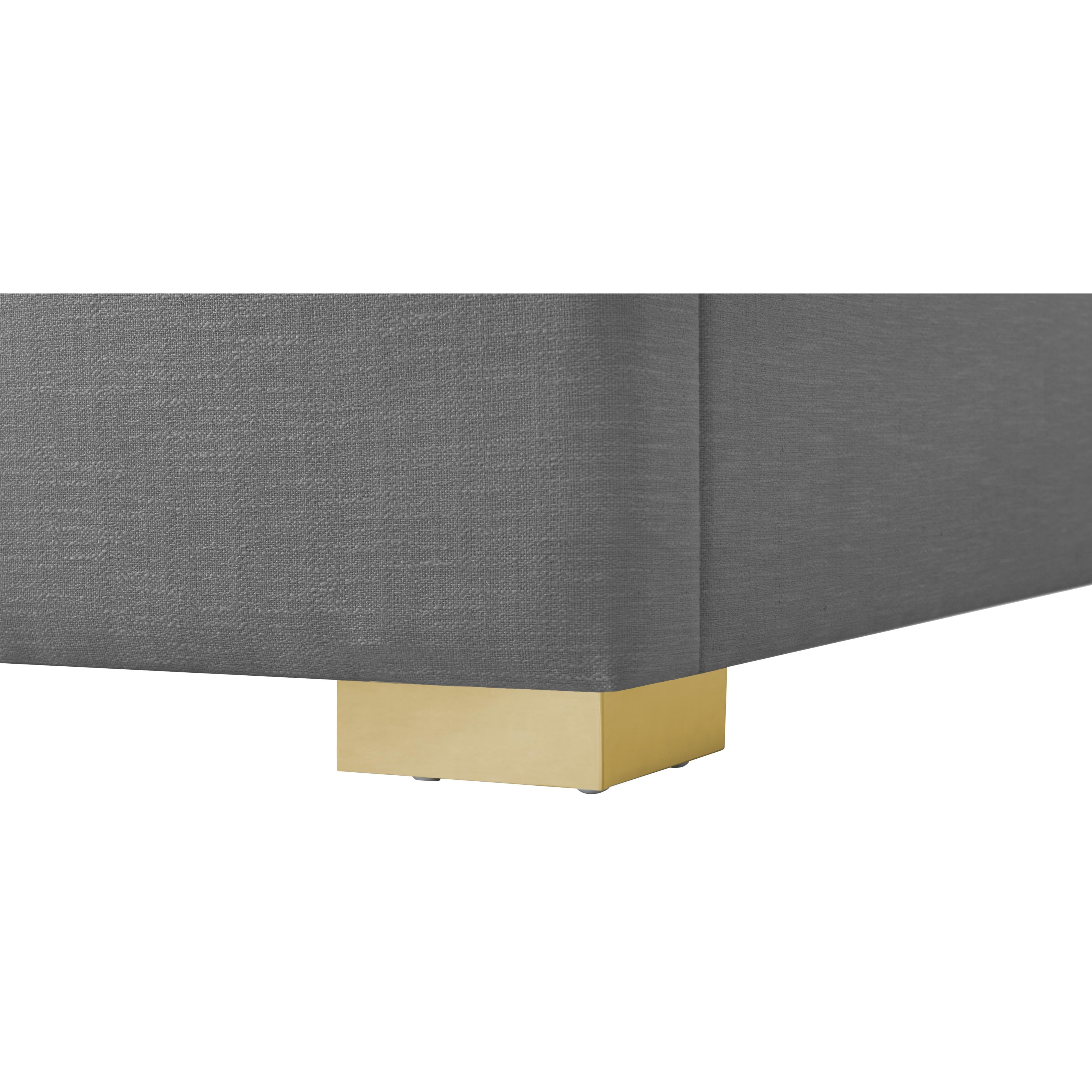 Meridian Royce Grey Linen Textured Fabric King Bed (3 Boxes)