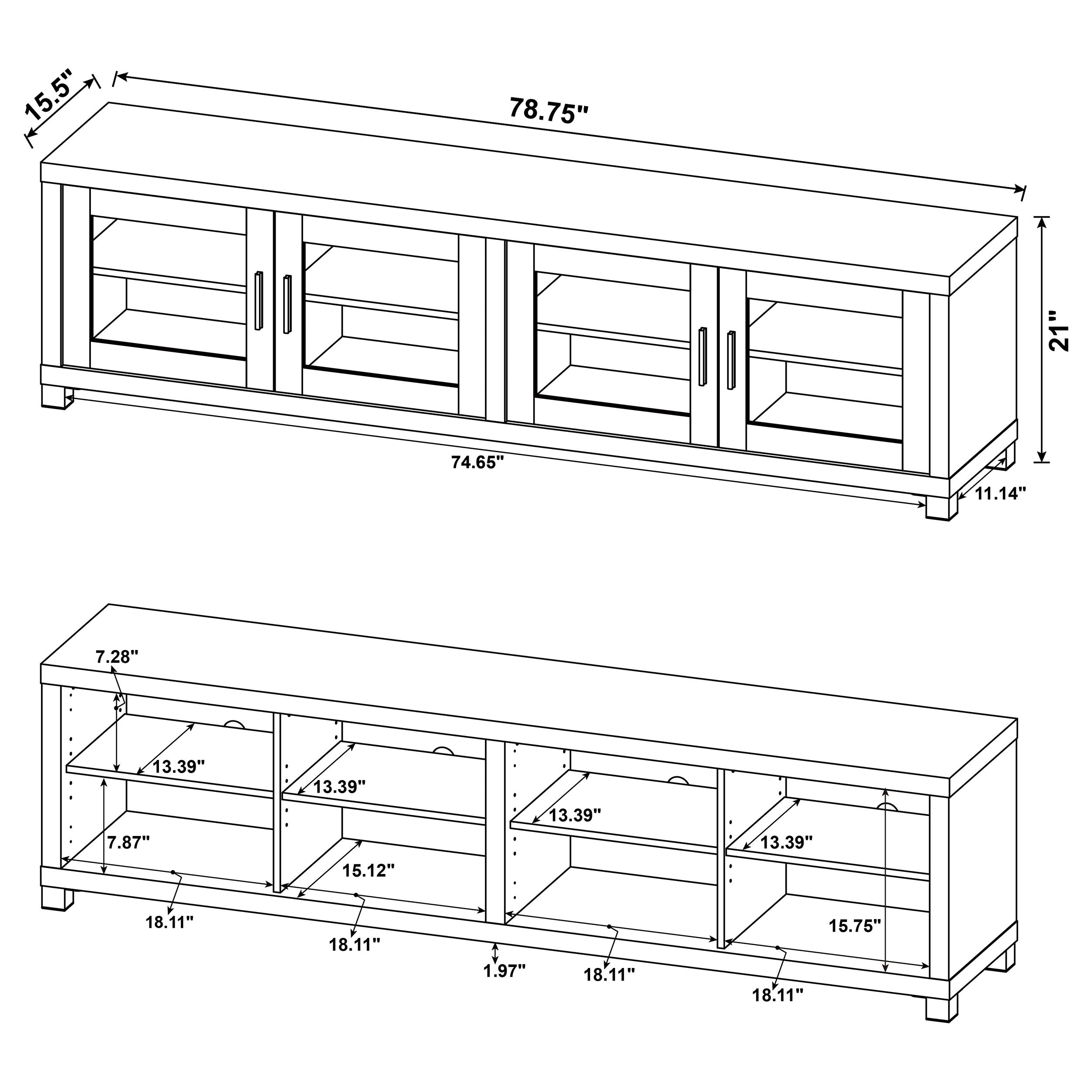 Sachin 3-piece Entertainment Center With 79" TV Stand Dark Pine