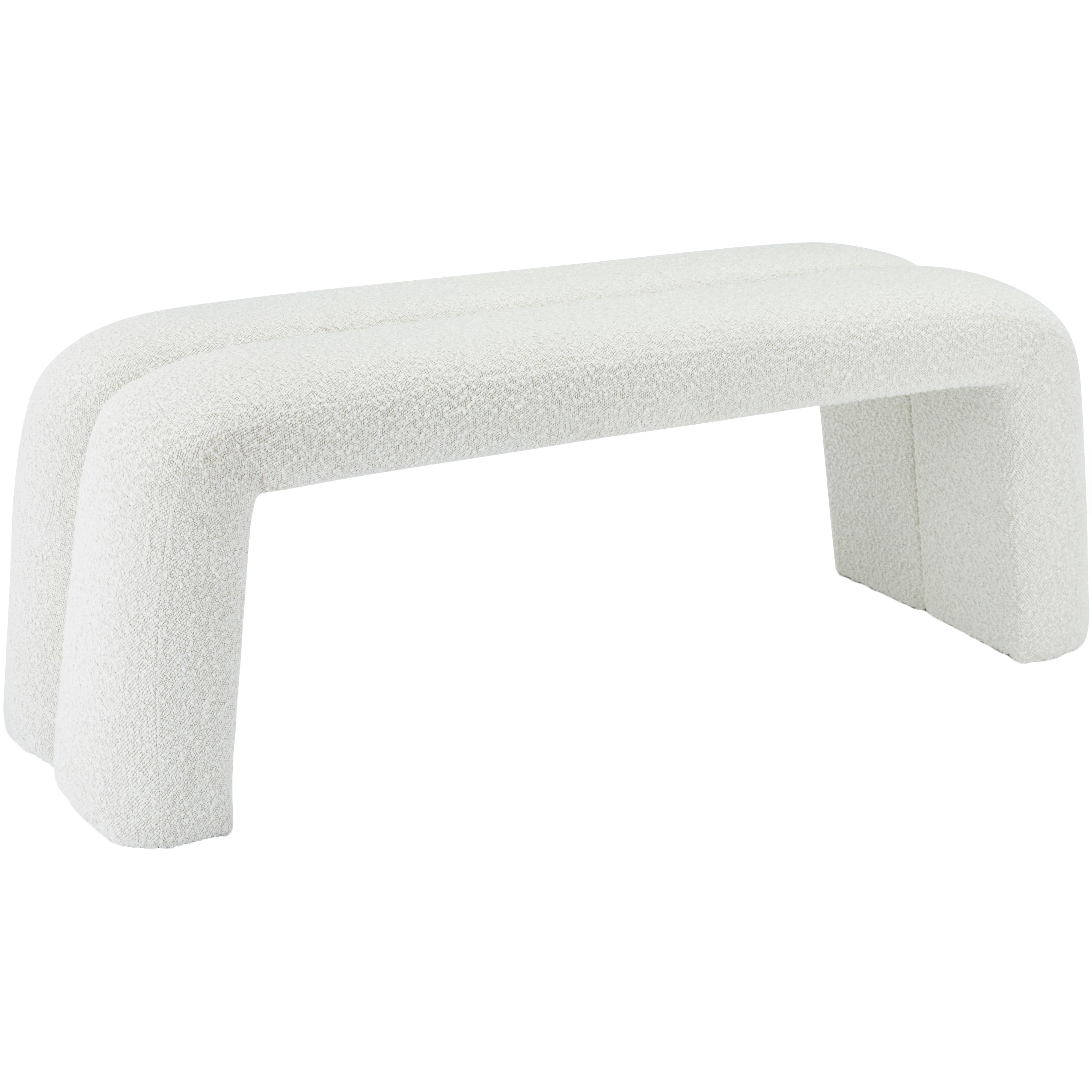 Meridian Arc Cream Boucle Fabric Bench