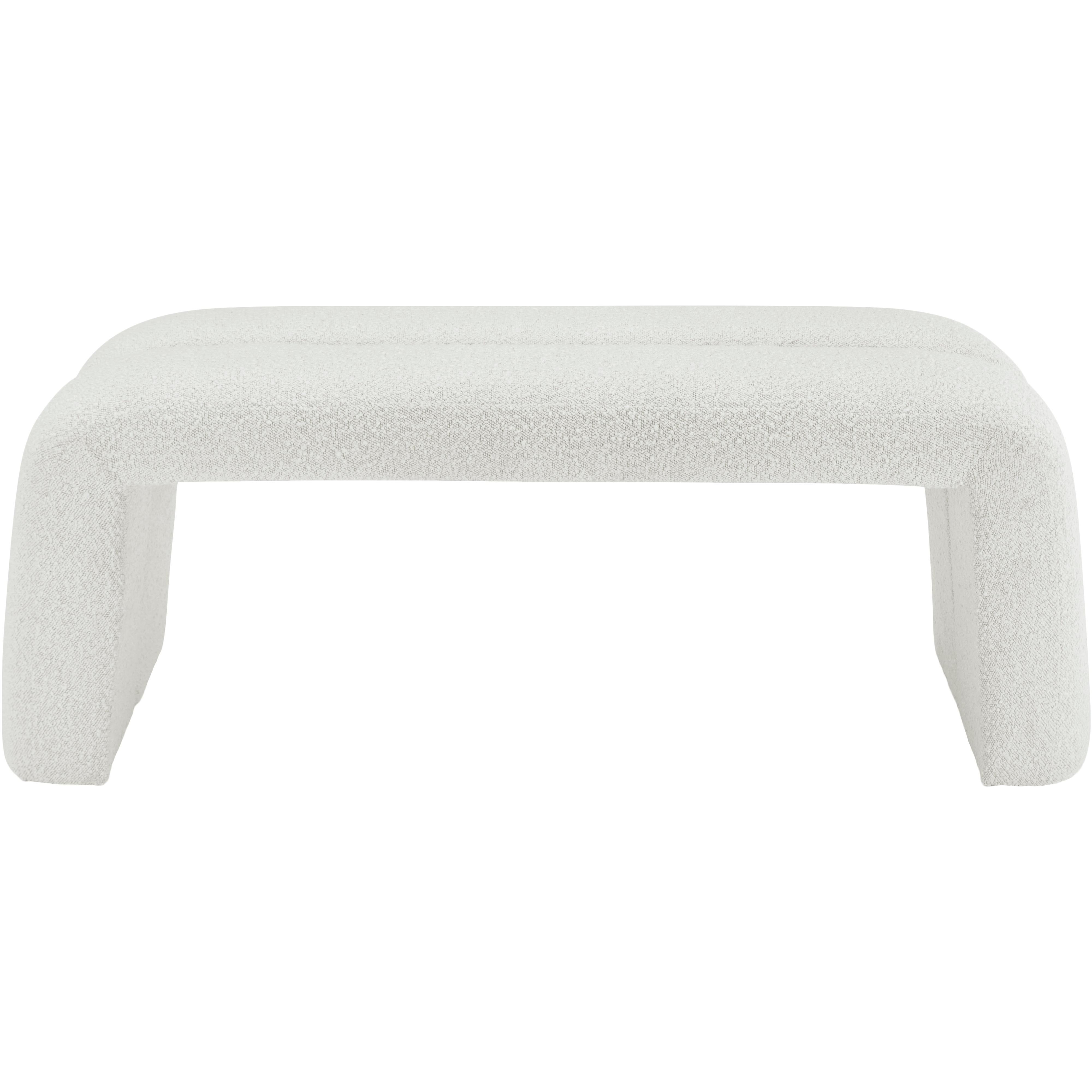 Meridian Arc Cream Boucle Fabric Bench