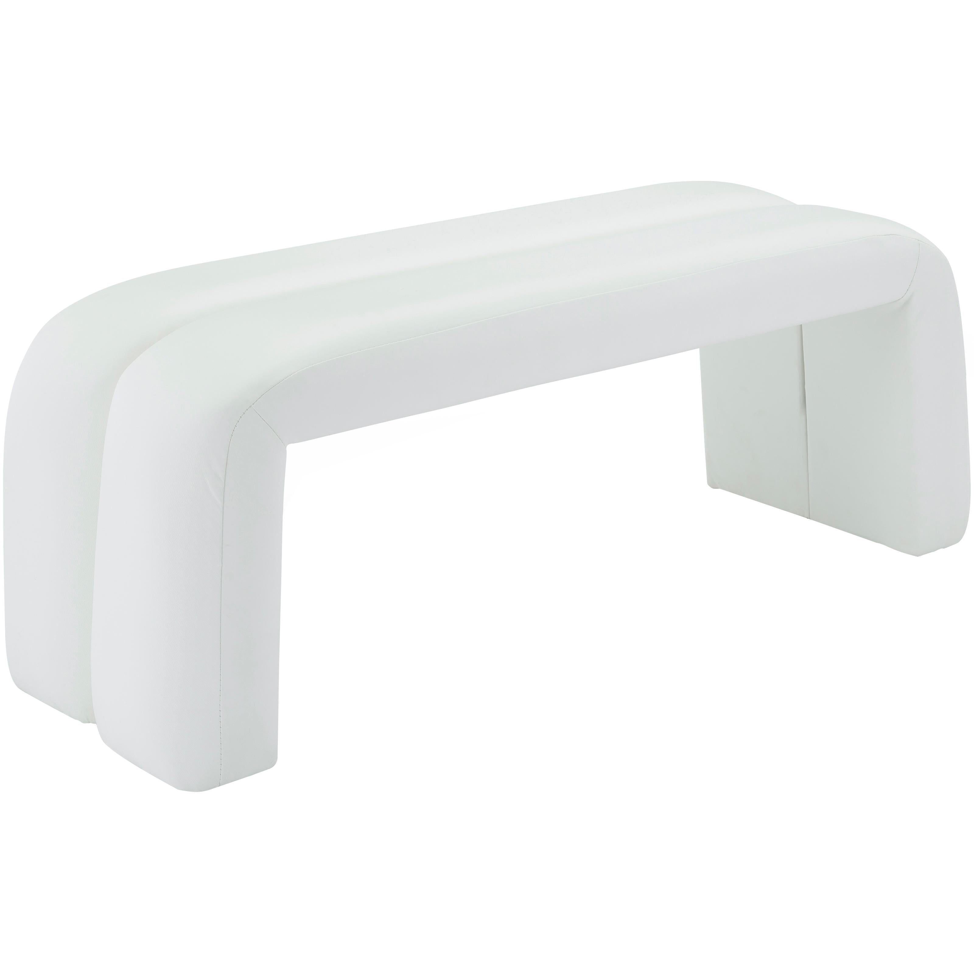 Meridian Arc White Vegan Leather Bench