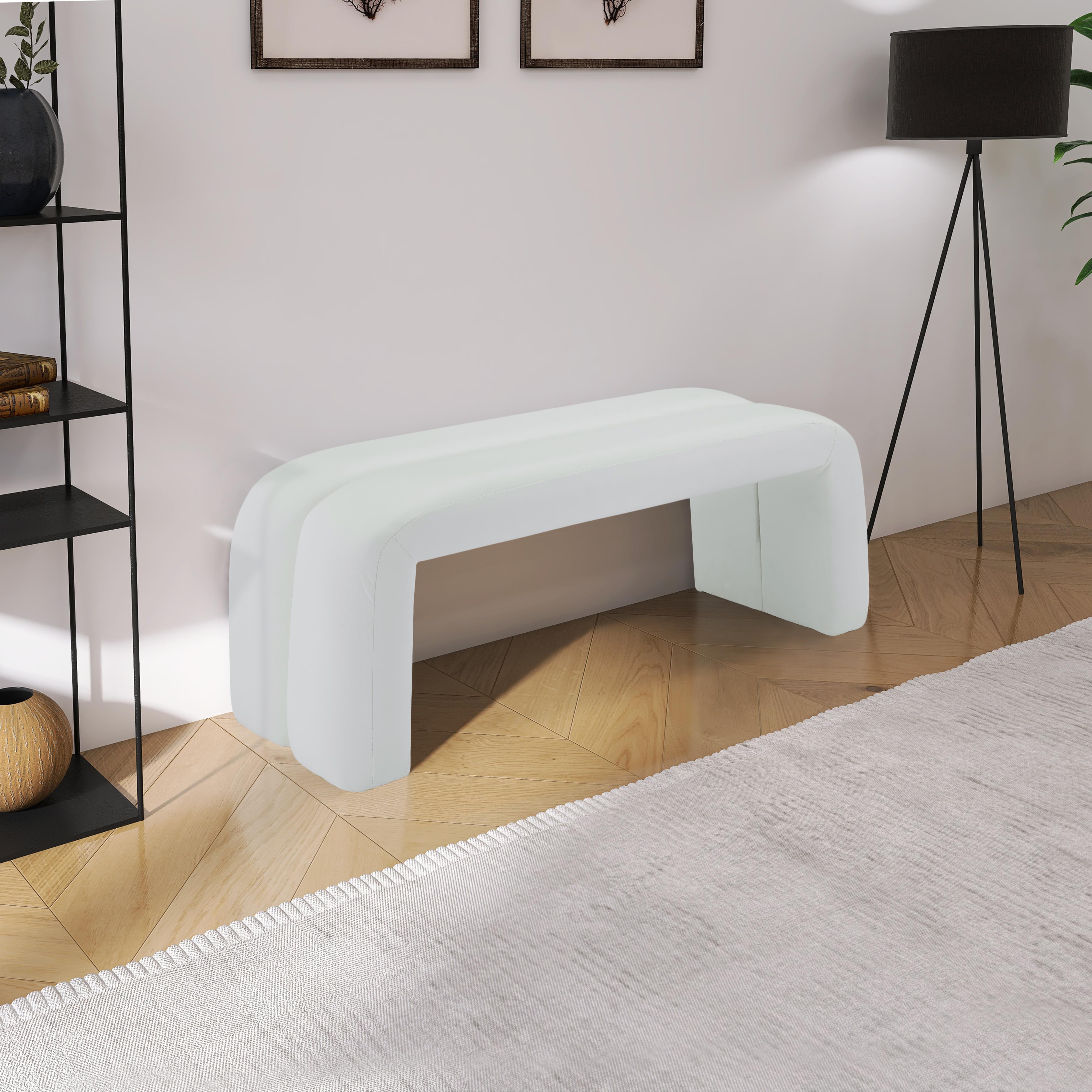 Meridian Arc White Vegan Leather Bench