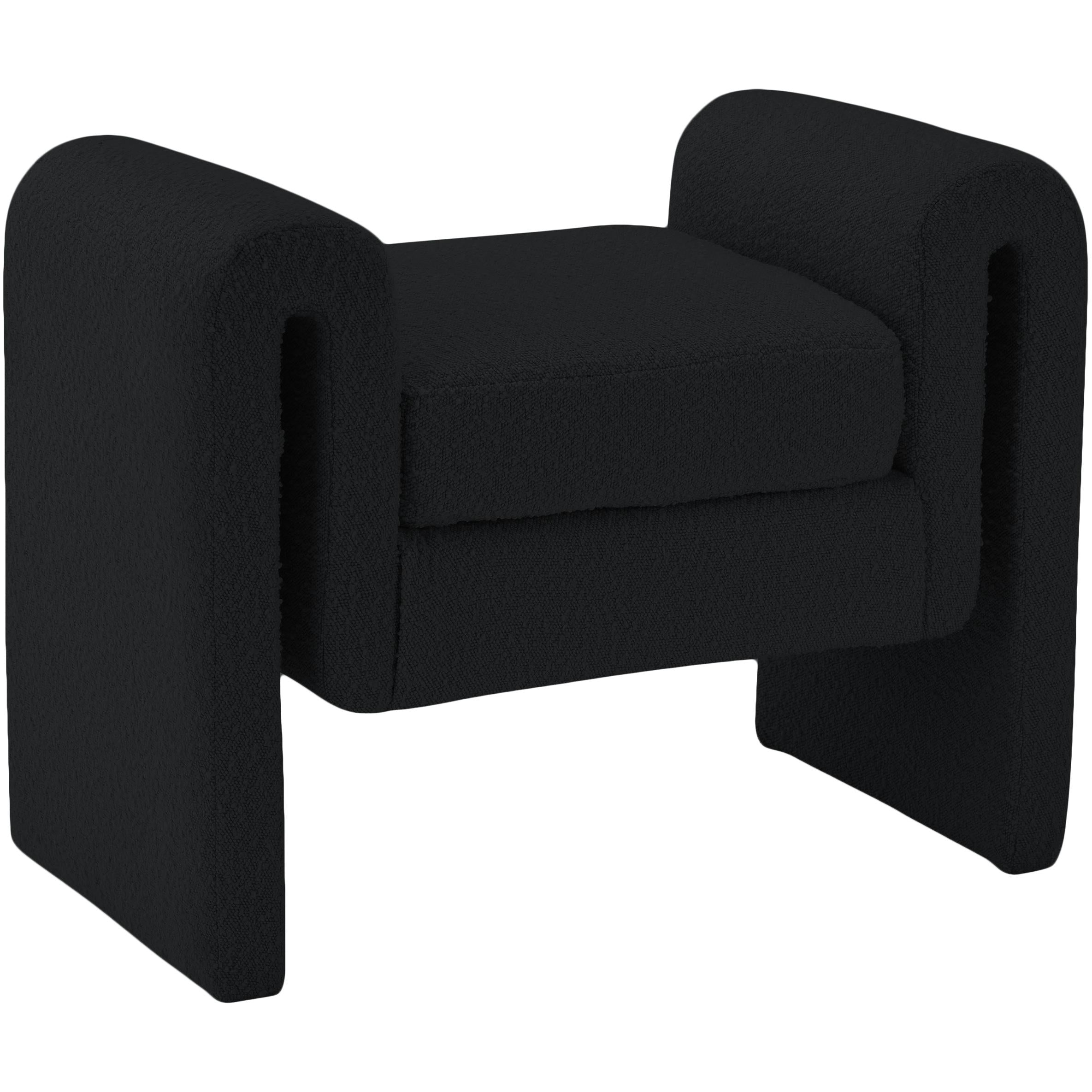 Meridian Stylus Black Boucle Fabric Bench