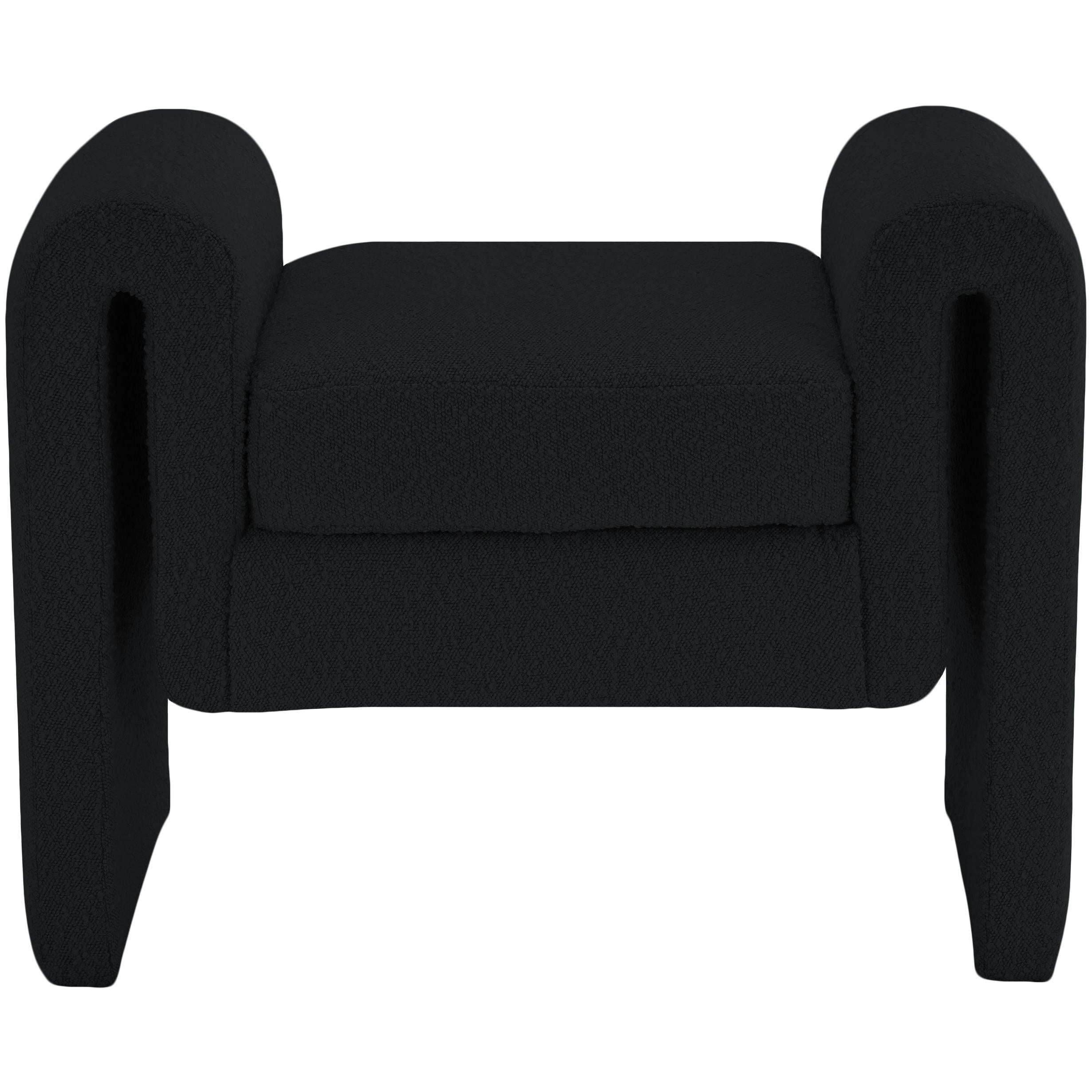 Meridian Stylus Black Boucle Fabric Bench