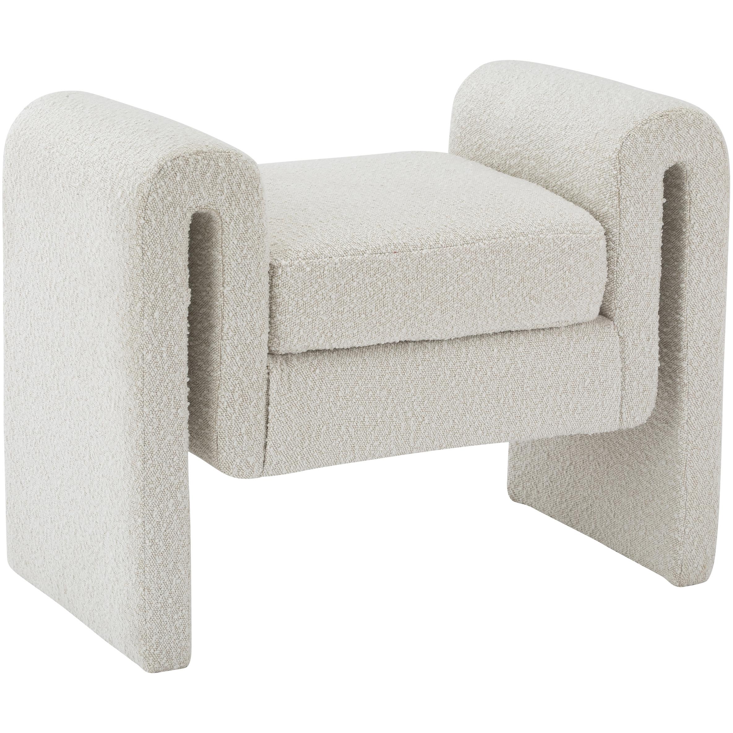 Meridian Stylus Cream Boucle Fabric Bench