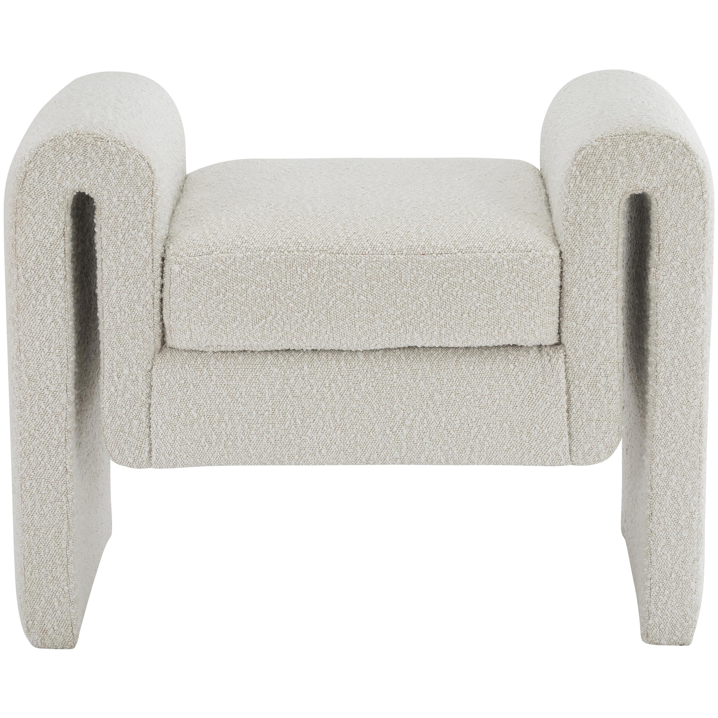 Meridian Stylus Cream Boucle Fabric Bench