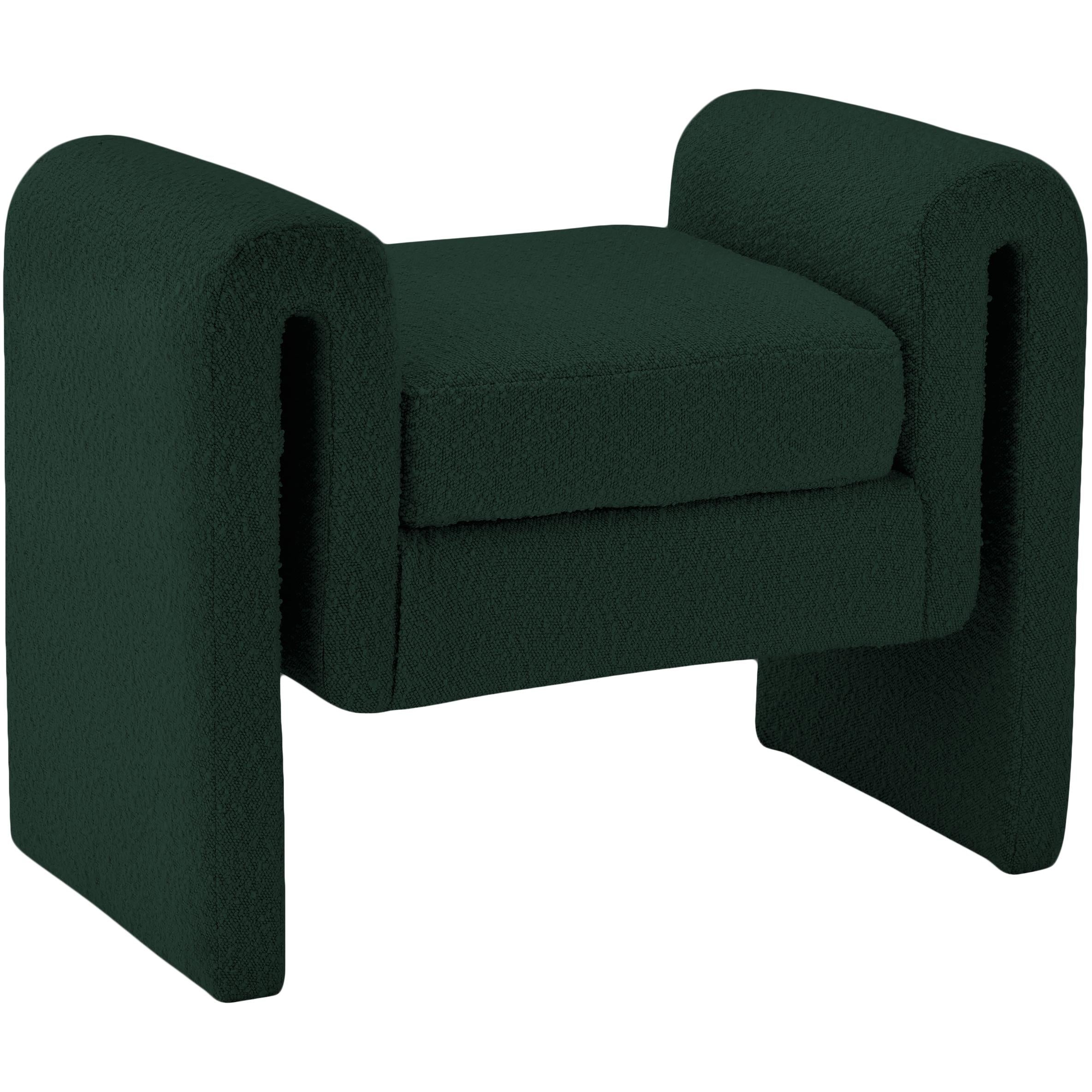 Meridian Stylus Green Boucle Fabric Bench