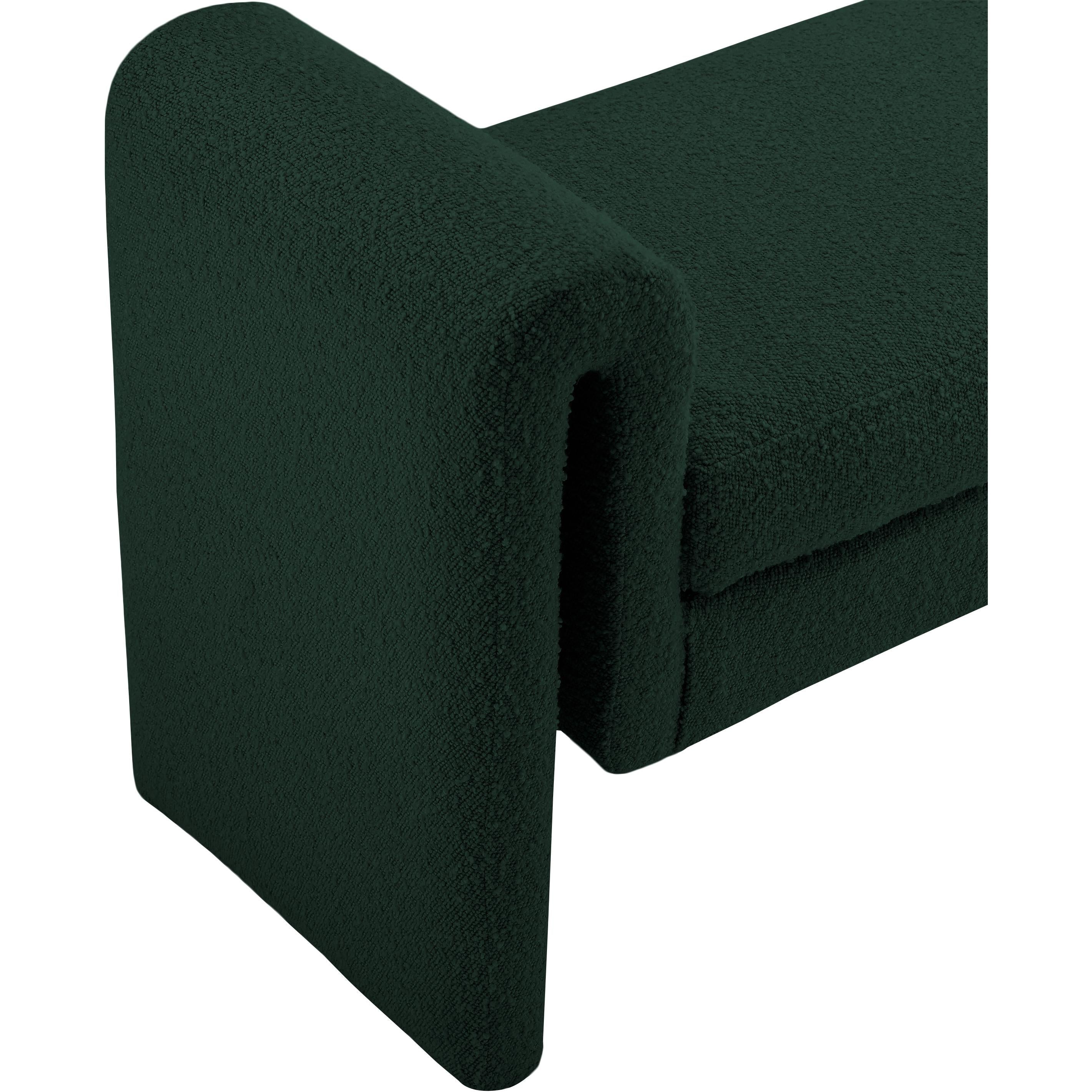 Meridian Stylus Green Boucle Fabric Bench